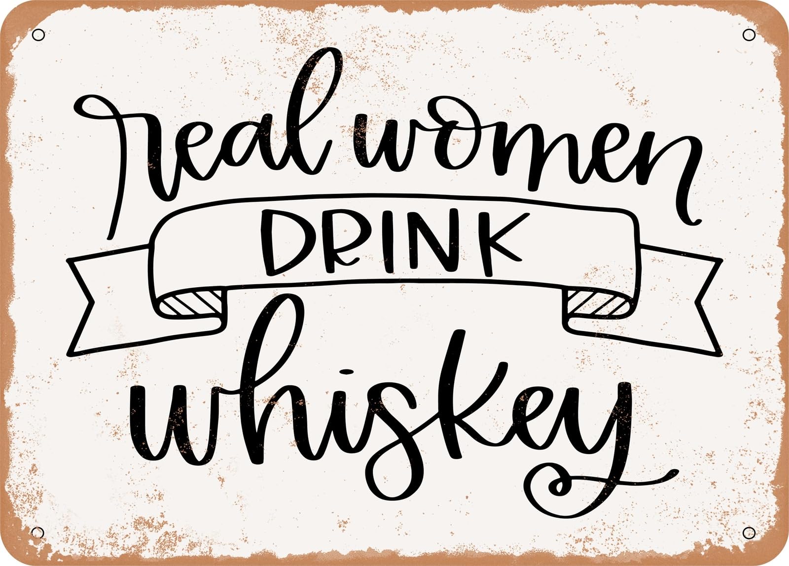 Miaomansenstore Women's Metal Sign - Real Drink Whiskey - Vintage Look Sign Home Decor