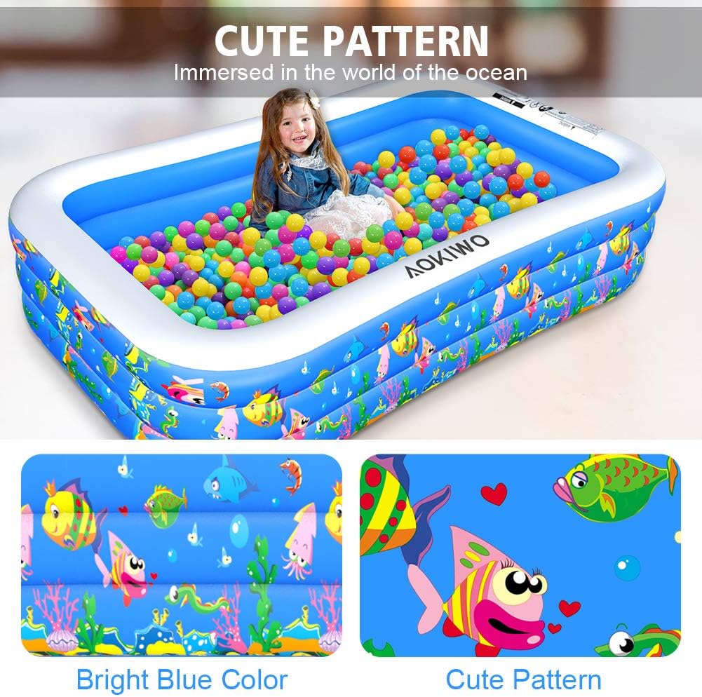 🛒 Crаzу Dеаlѕ AOKIWO Family Inflatable Swimming Pool, 122 X 72 X 22 Full-Sized Inflatable Lounge Pool Kiddie Pool for Kids, Adults, Infant, Garden, Backyard, Outdoor Swim Center Water Party
