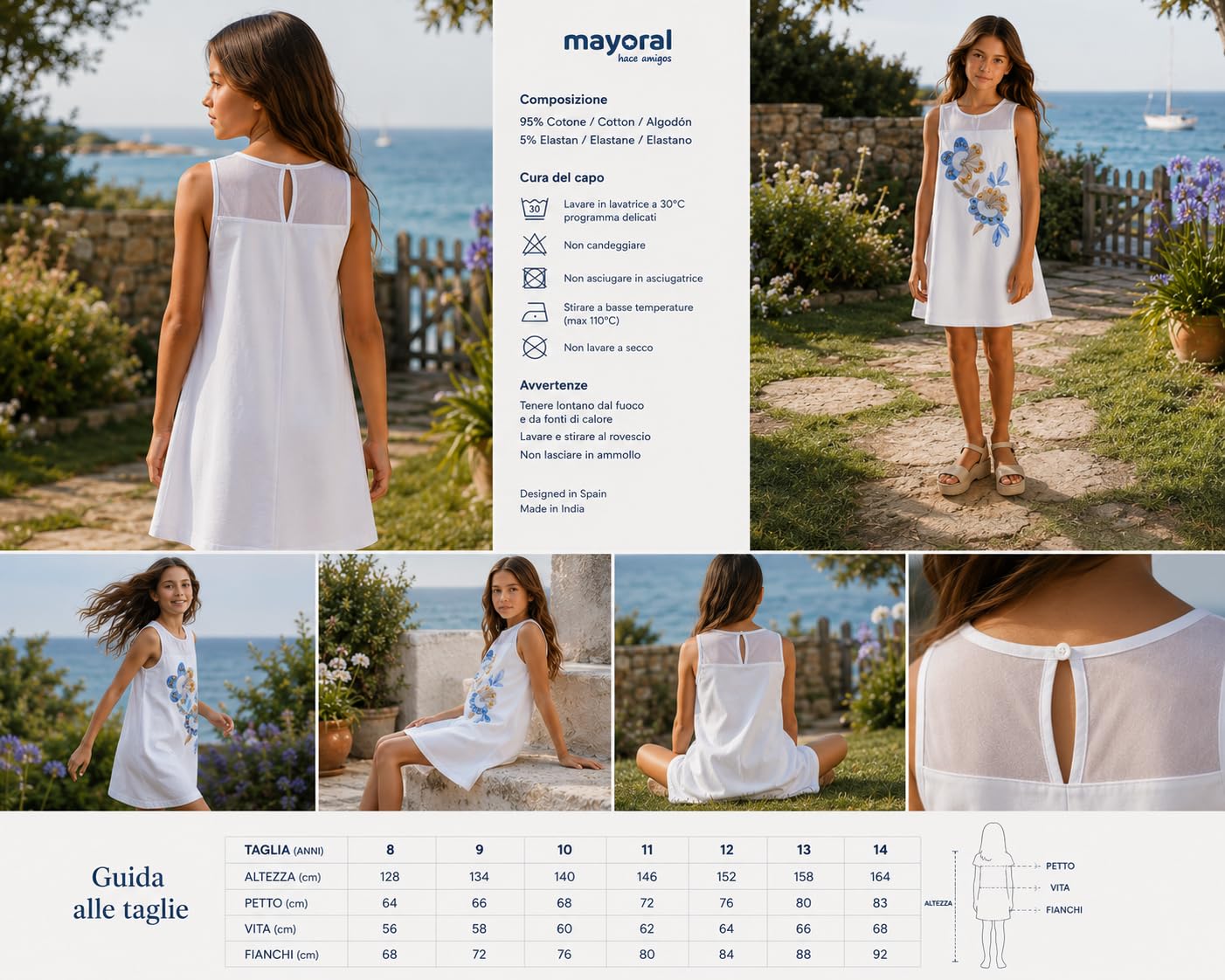 Mayoral elegancka letnia sukienka dla dziewczynek 10-16 lat - sukienka dziewczęca na co dzień, szykowna, kwiatowa, nowoczesna moda premium