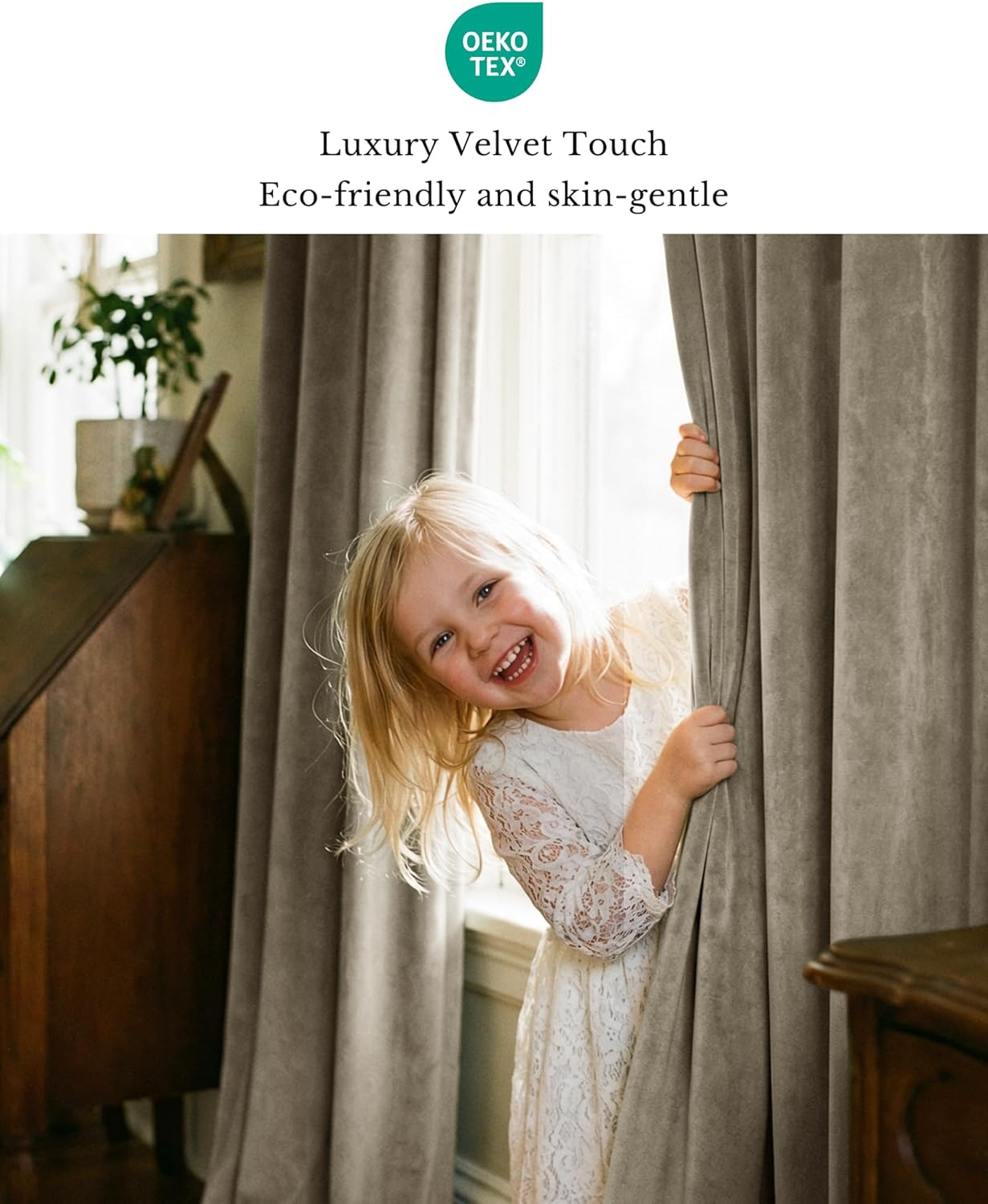 StangH Taupe Blackout Curtains for Bedroom, Thermal Insulated Room Darkening Drapes, Soundproof Window Treatments with Back Tab and Hook Belt for Living Spaces, 52x84 Inch, 2 Panels