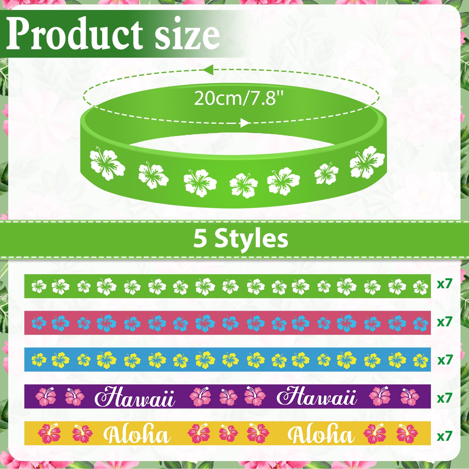 HOWAF 35pcs Bracelets Fleur Hibiscus Silicone Hawaienne Enfant Adultes Deco Plage Anniversaire Tropical Pool Party