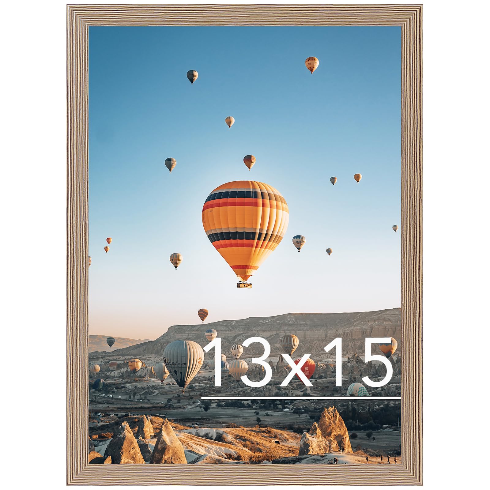 JCJMY 13x15 Picture Frame Rustic Brown for Wall Hanging, Wall Mounting Horizontally or Vertically, 13 x 15 Wall Gallery Poster Photo Frame with Shatter Resistant Plexiglass, Rustic Brown