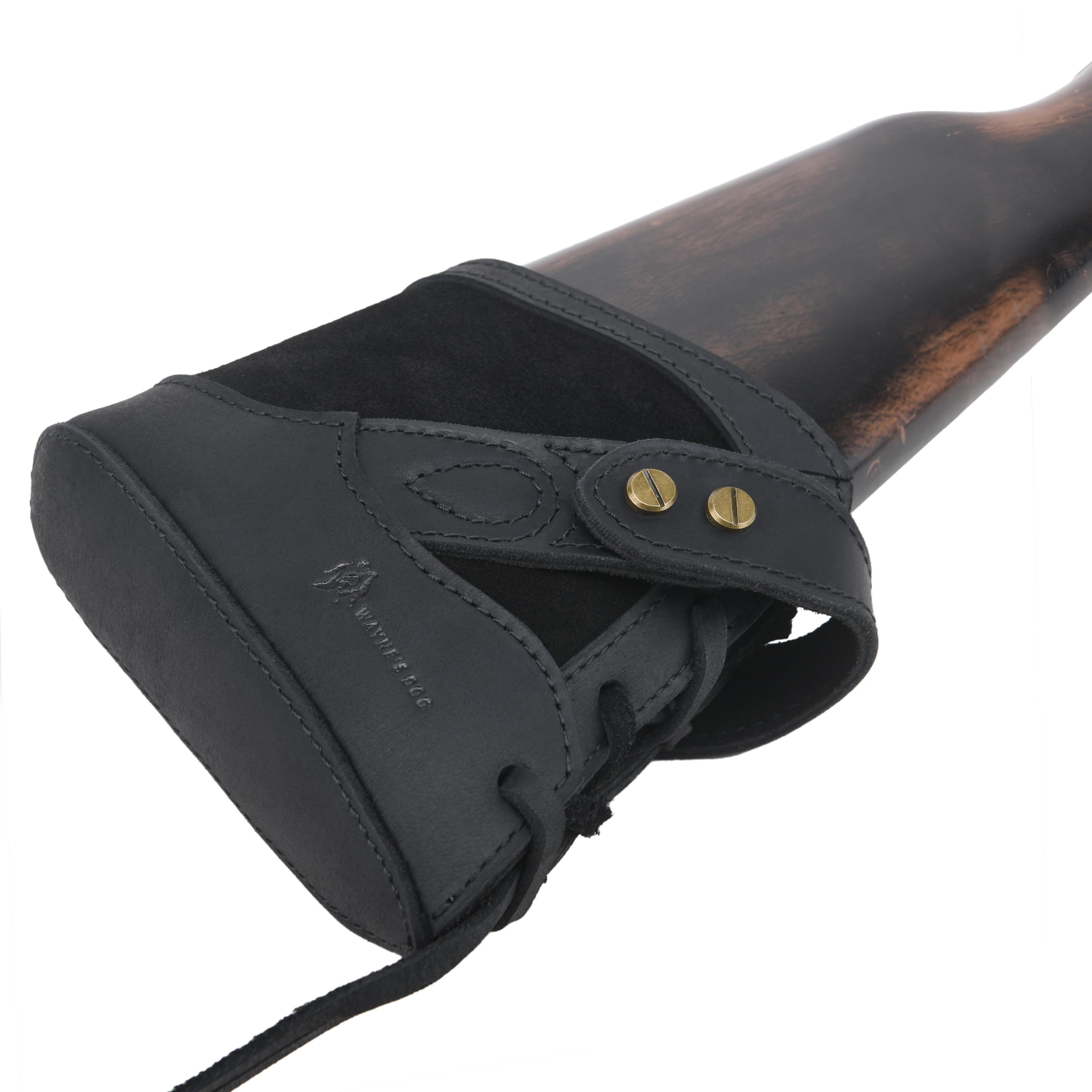 OXPANG Leather Shooting Gun Recoil Pad, No Drlling Rifle Shotgun Buttstock Extention Slip On Butt Stock Pad (Black, Leather(3 3/4“×5 3/4”×1 3/4“))