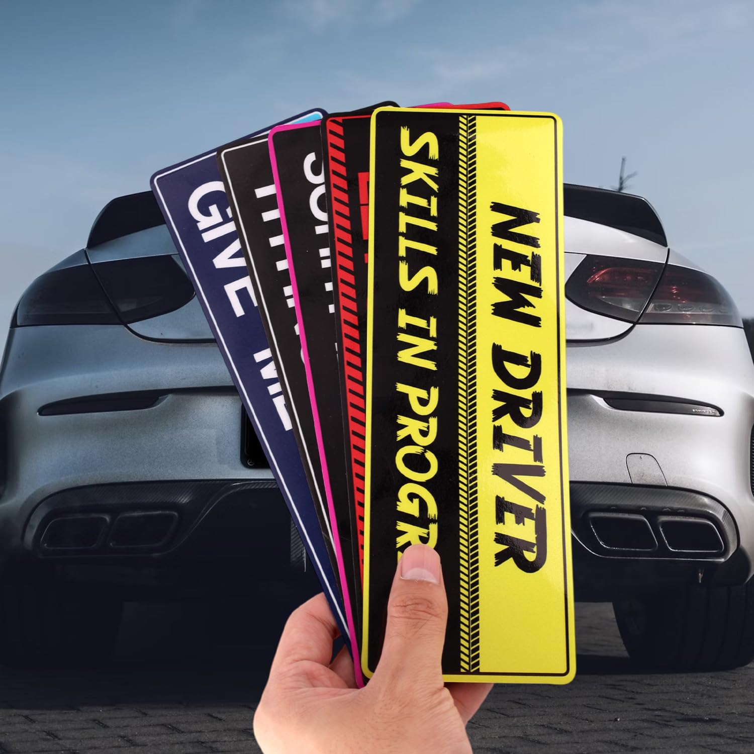 Tinoaly 5pz Neopatentati Magneti, Riflettenti Impermeabili Magnetici Adesivo per Neopatentati Studenti Divertenti Rimovibili Segnale di Sicurezza Conducente Principiante per Paraurti Auto