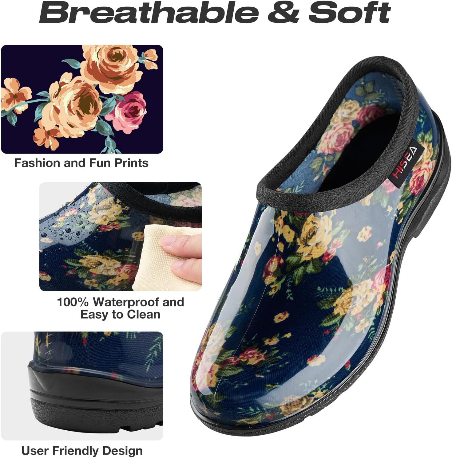 HISEA Waterproof Garden Shoe for Women Outdoor Slip-On Rain Boots Rubber... - Picture 27 of 55