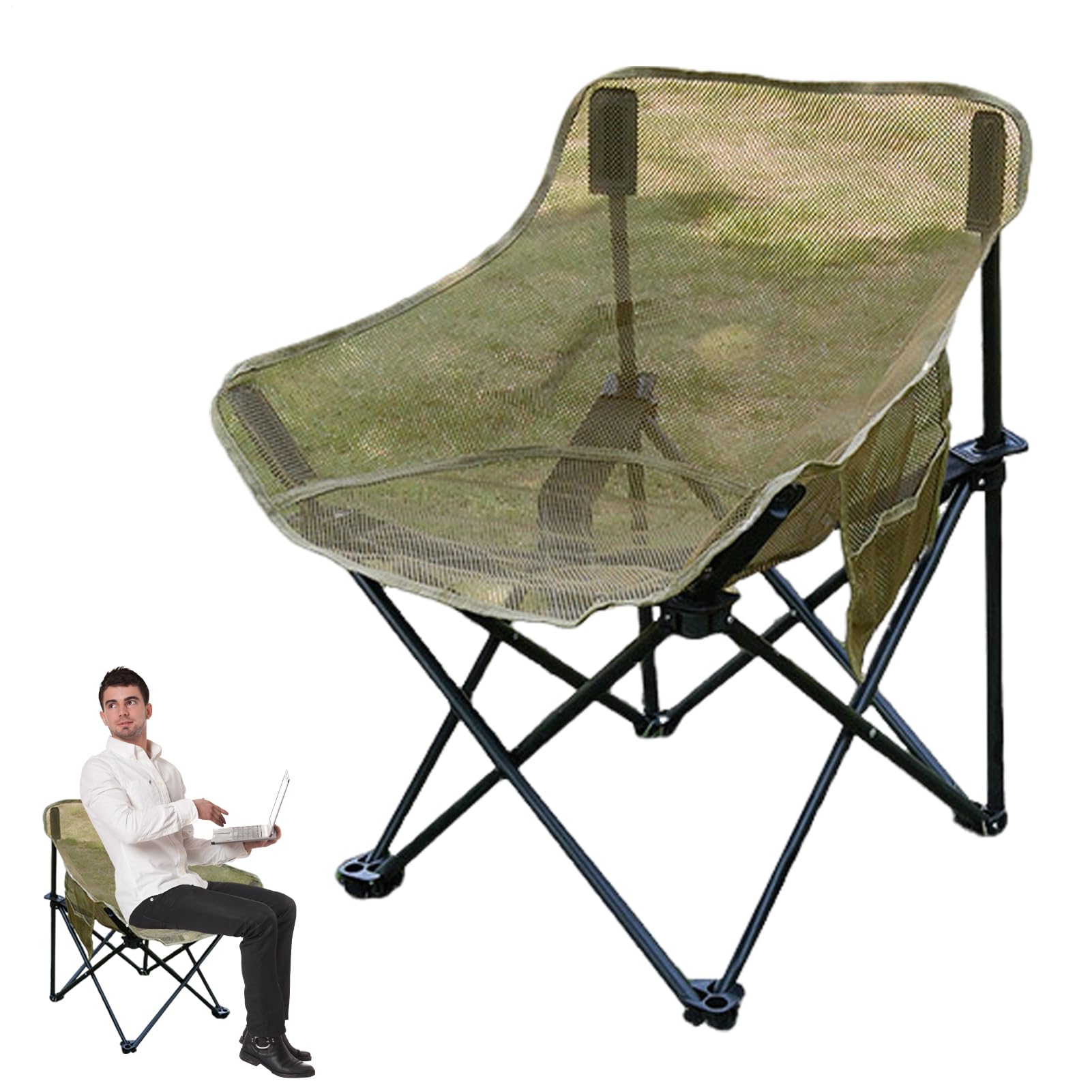 Sedia Pieghevole Da Campeggio Portatile Superfici Della Seduta Allargate, | Resistente Sgabello da Riposo, Attrezzatura da Esterno per Campeggio, Pesca, Trekking, Picnic,