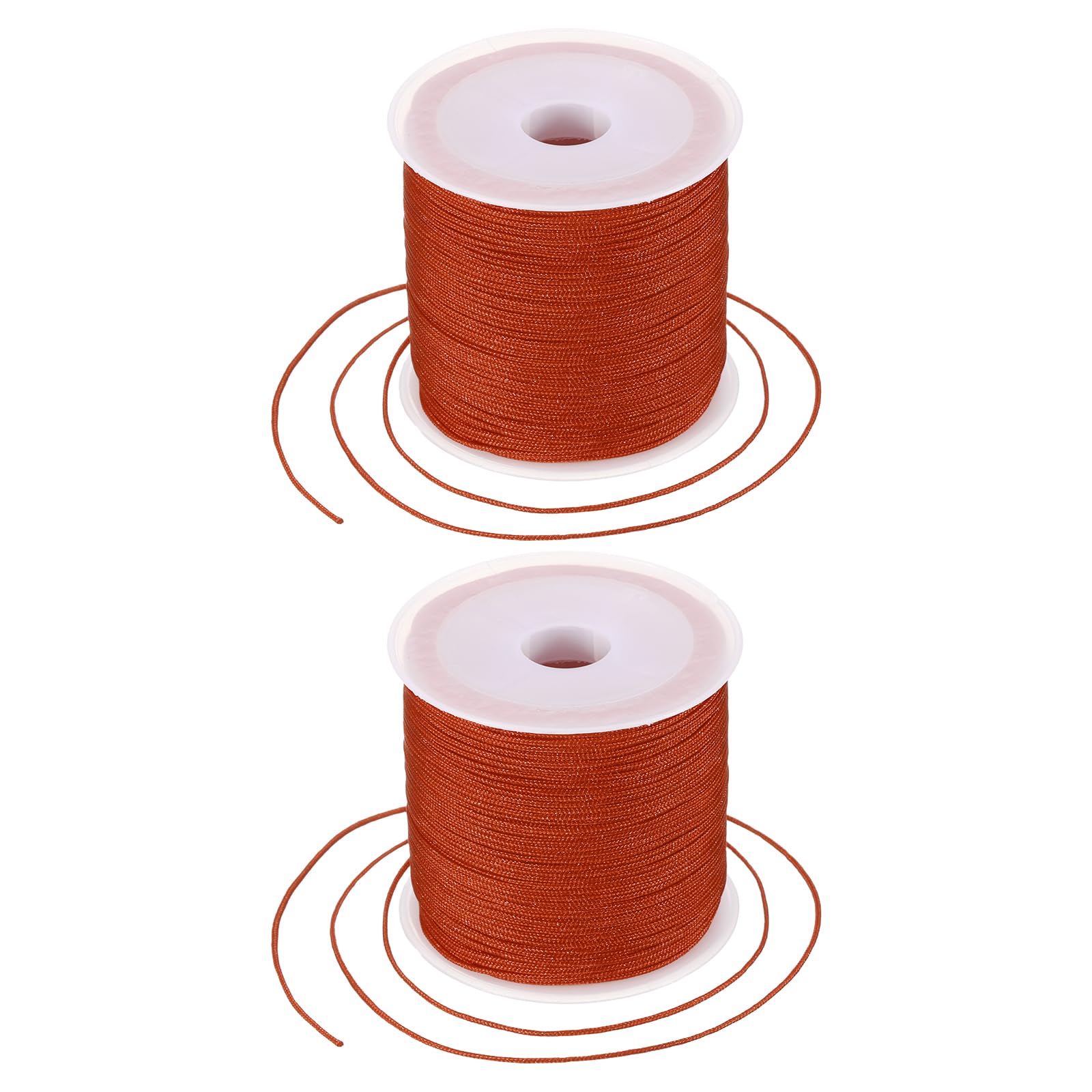 sourcing map 2 Pcs 0.8mm Nylon String for Bracelets, 44 Yards Satin Nylon Beading Thread Chinese Knotting Cord for Jewelry Making DIY Craft Beading Friendship Necklace Bracelet(Light Brown)