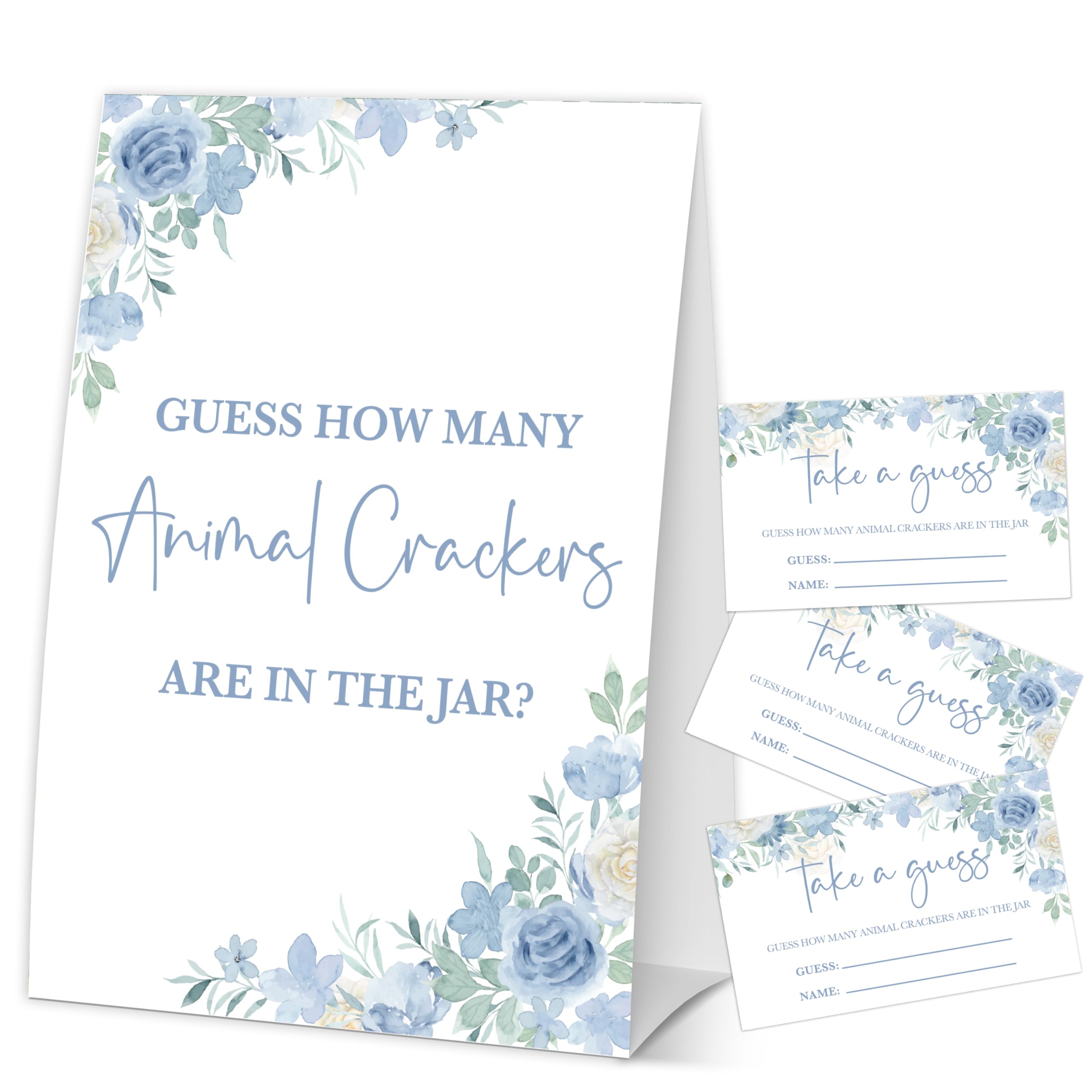 Nuhany Baby in Bloom Baby Shower Games, Spring Blue Floral Guess How Many Animal Crackers Games, Gender Reveal Party Decorations and Supplies, 1 Sign
