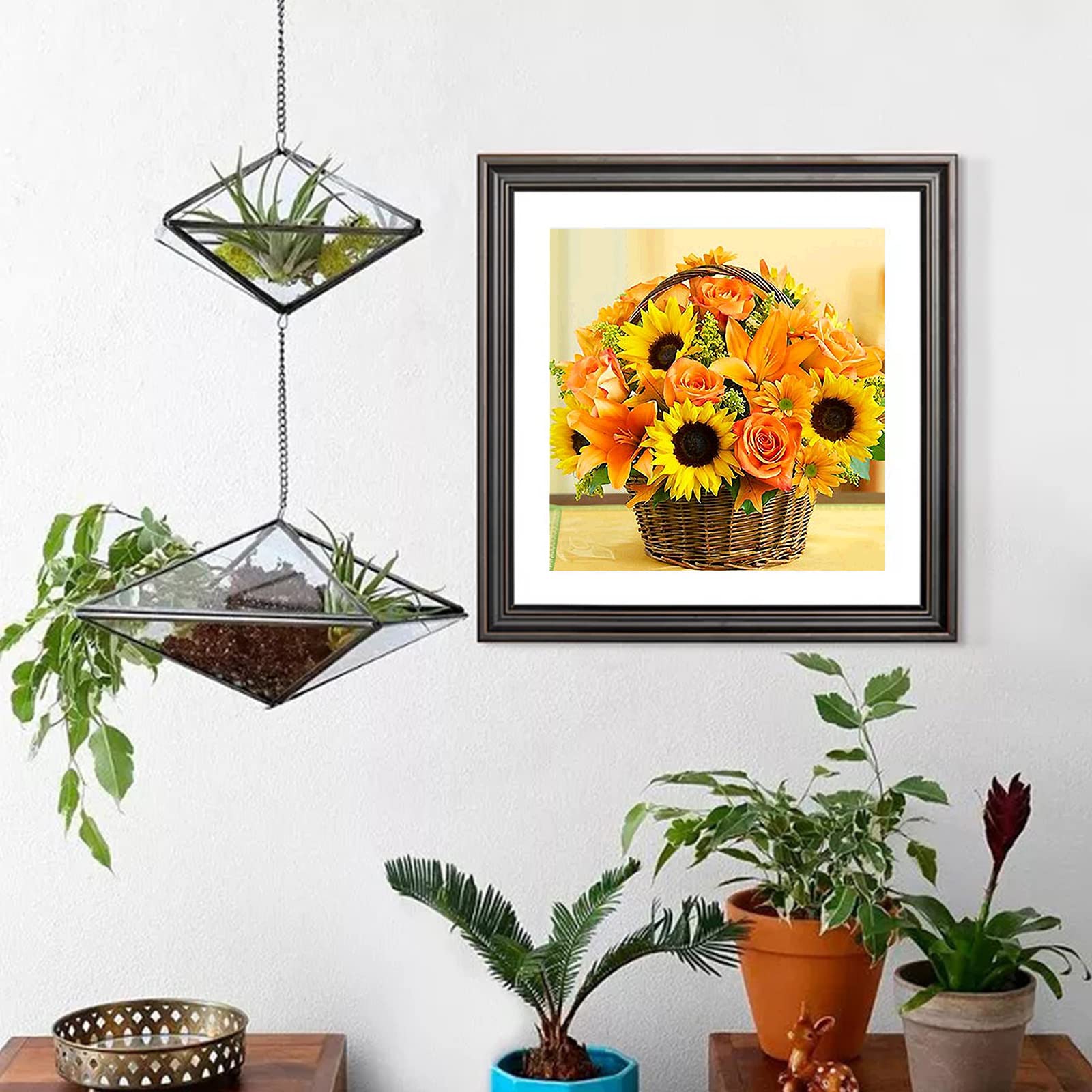 MXJSUA Diamond Painting Gatto Diamond Painting Bambini, Kit per Diamond Painting, Diamond Painting Kit Completo, Pittura Diamante 5D, Decorazione per Casa e Pareti 30x30cm Cesto di Girasoli