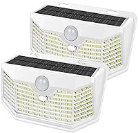 Vista 19 de HMCITY Luces solares para exteriores, 120 LED con 3 modos de iluminación, luces de pared con sensor de movimiento, IP65, impermeable, alimentadas