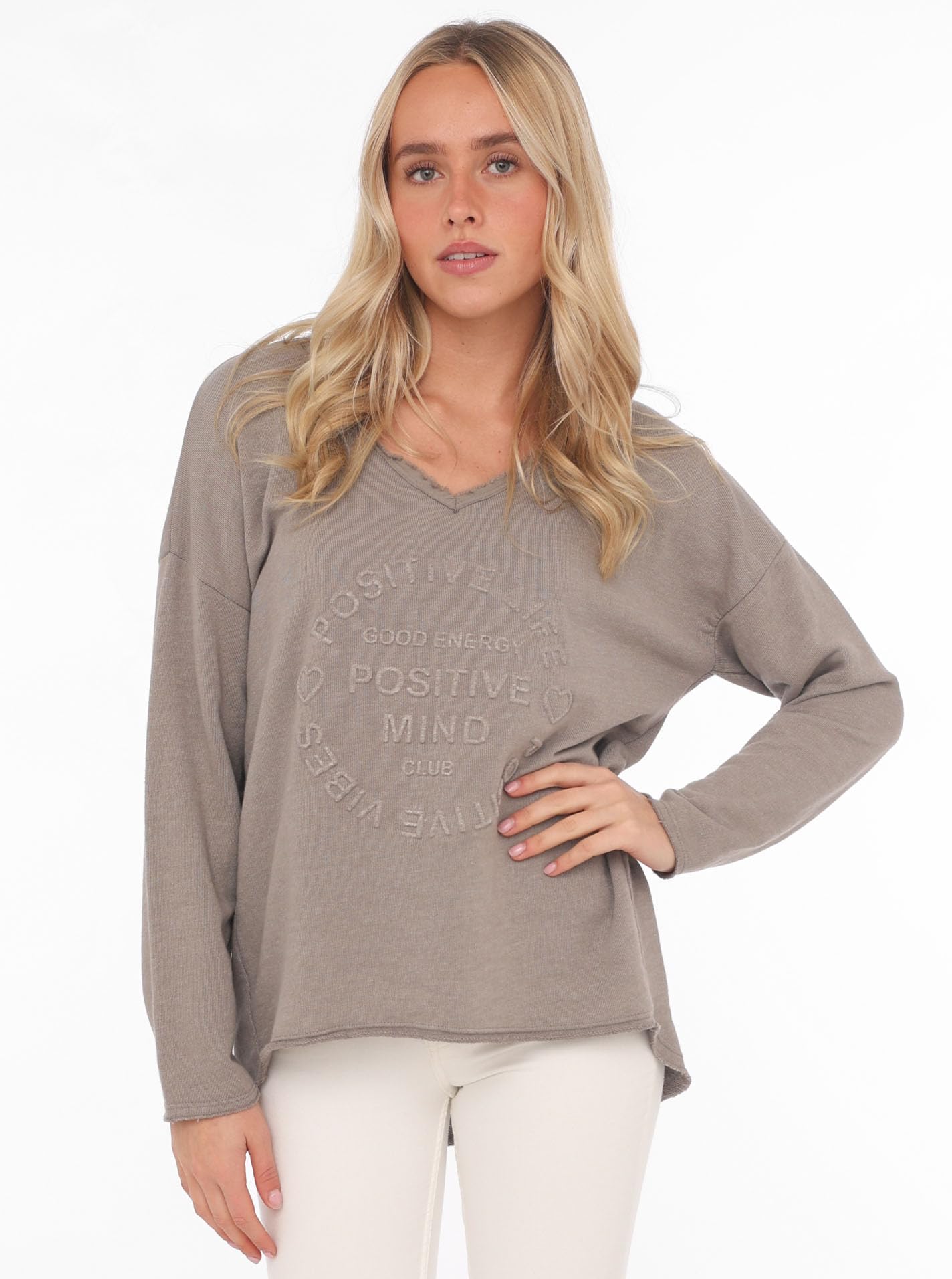 Zwillingsherz Sweatshirt Positiv für Damen Frauen – Hochwertiger Baumwoll Pullover Hoodie Pulli Langarm kuschelig weich Langarmshirt Oversized Sommer