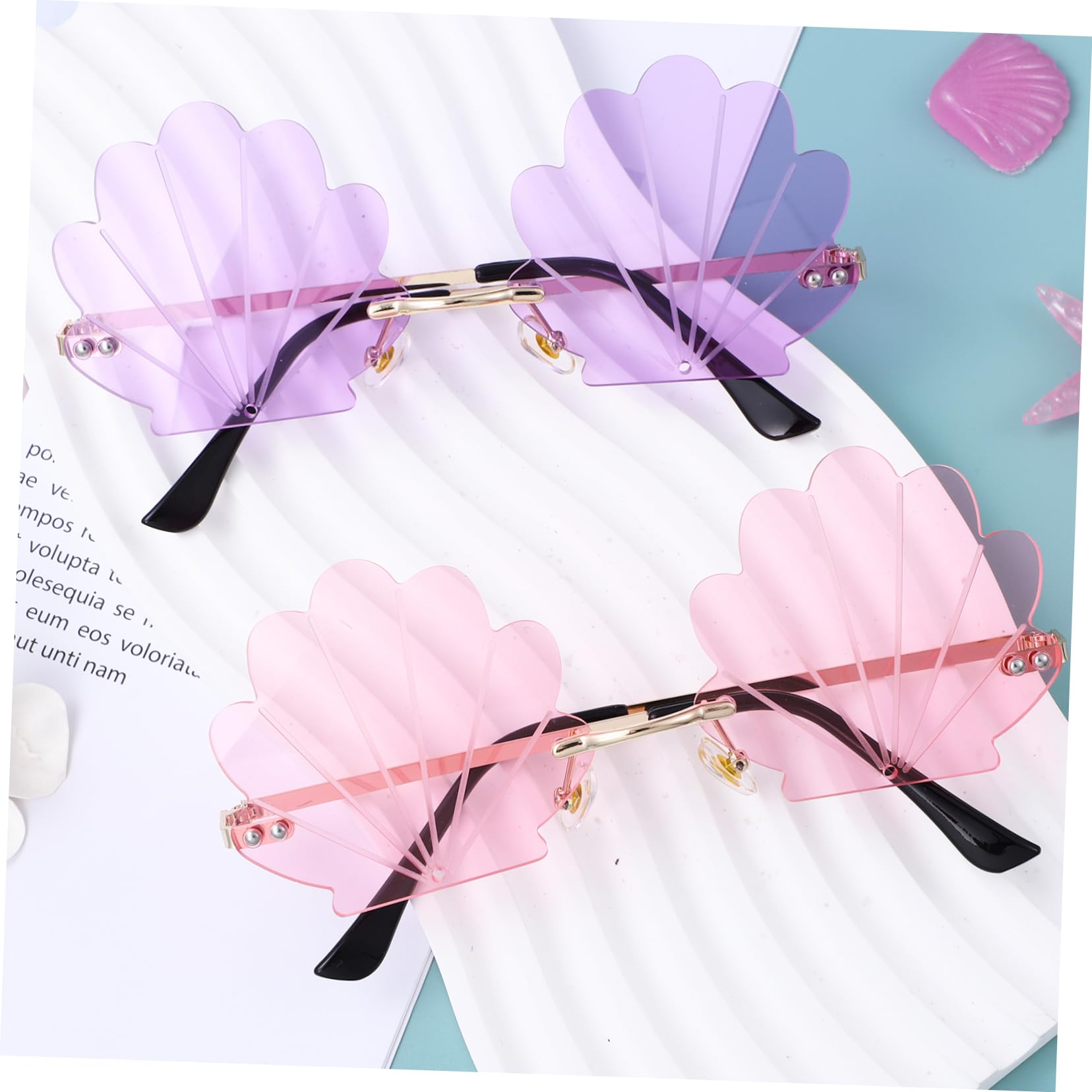GLSTOY Multi-pack Shell Sunglasses Sea-themed Frames Frameless Glasses for Adult Parties