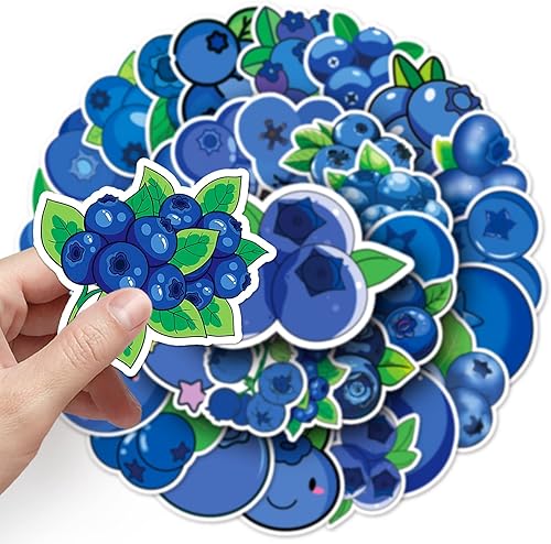 Miniatura 2 de Calcomanías de arándanos, 50 unidades, calcomanías para botellas de agua para niños, adolescentes, dibujos animados de frutas, calcomanías