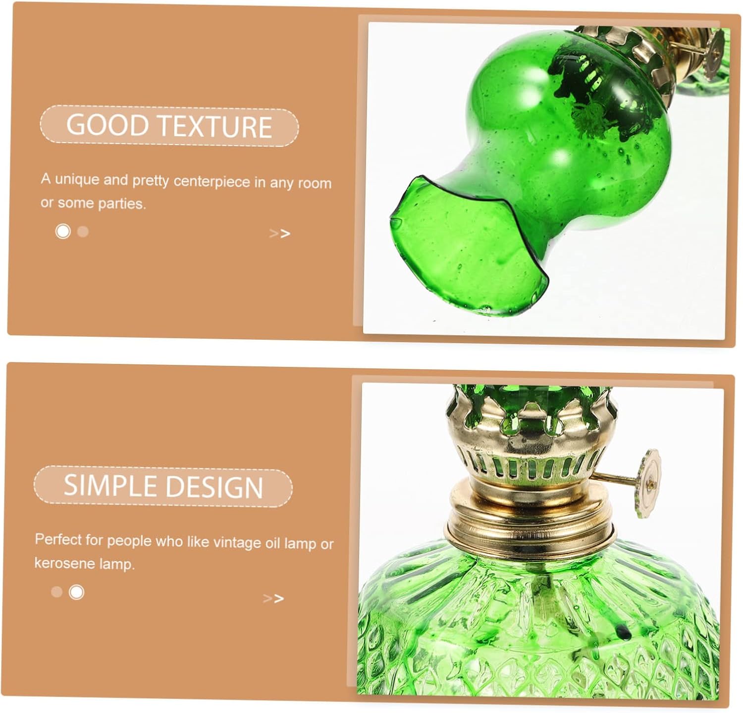 SOLUSTRE Vintage Glass Oil Lamp Kerosene Burner Wick Table Lamp Holder Decorative Retro Indoor Use Centerpiece for Home and Party Lightweight and Design
