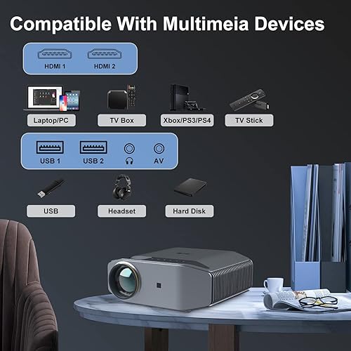 Miniatura 6 de Proyector inteligente de enfoque automático con sistema operativo certificado, ARTlii Amento 5G WiFi proyector para exteriores, Bluetooth