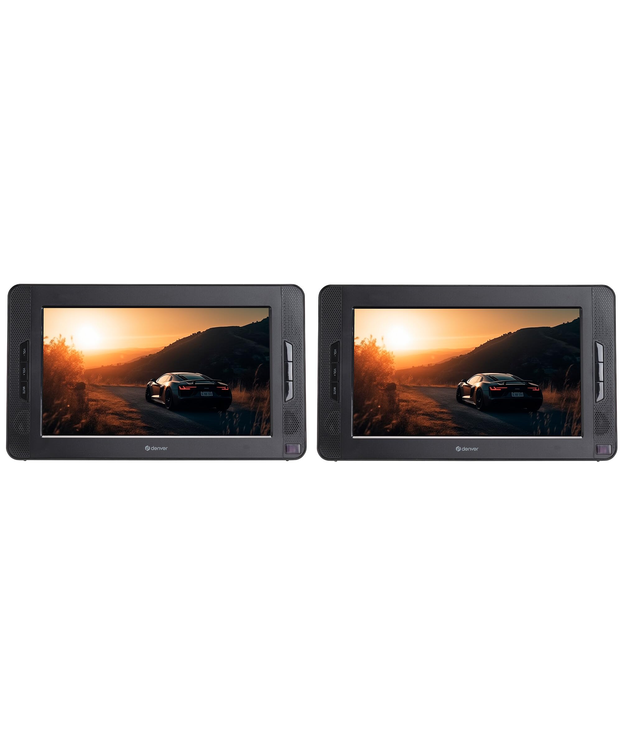Denver Lecteur DVD Portable Voiture - 10'' - Deux écrans - Chargeur de Voiture - Carte SD et Port USB - Télécommande Incluse - MTW1098