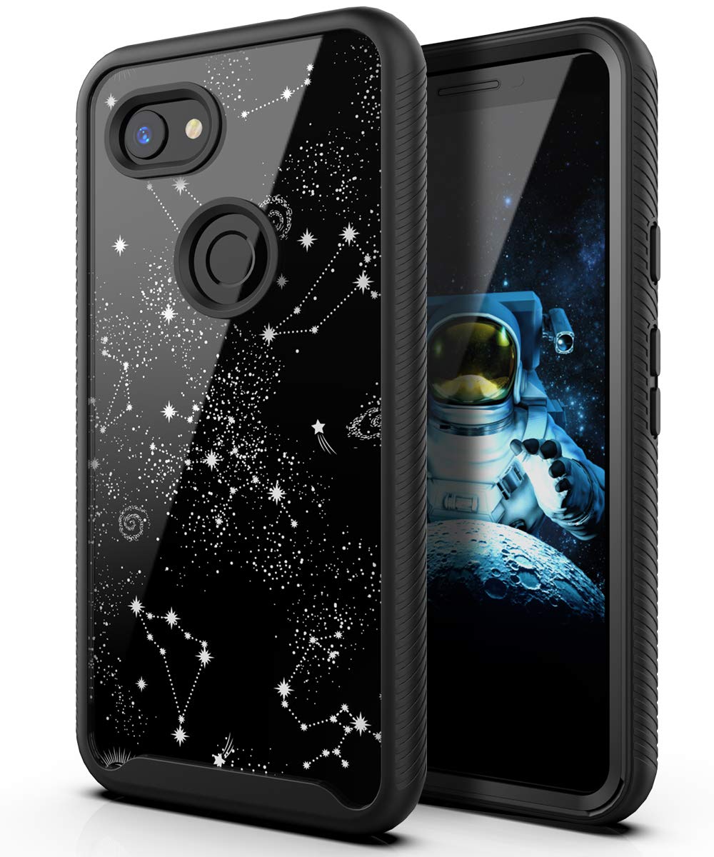 PBRO Pixel 3A Case/Pixel 3 Lite Case Cute Universe Case Dual Layer Hybrid Anti-Slip Sturdy Case Rugged Case for Pixek 3A/3 Lite(2019) Generation/Black
