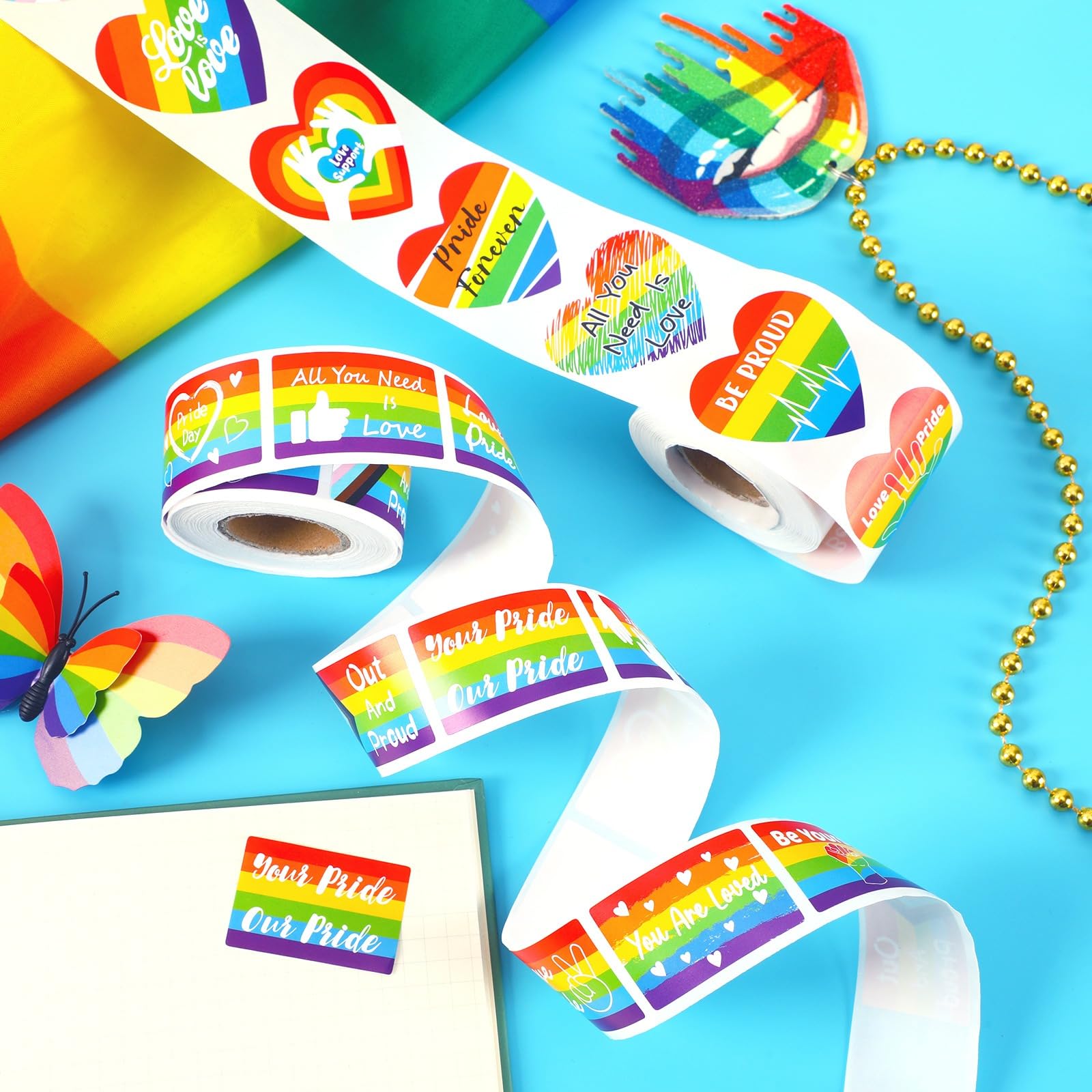 Snapklik.com : LGBT Pride Sticker, 600Pcs 2 Roll Pride Rainbow Flag ...