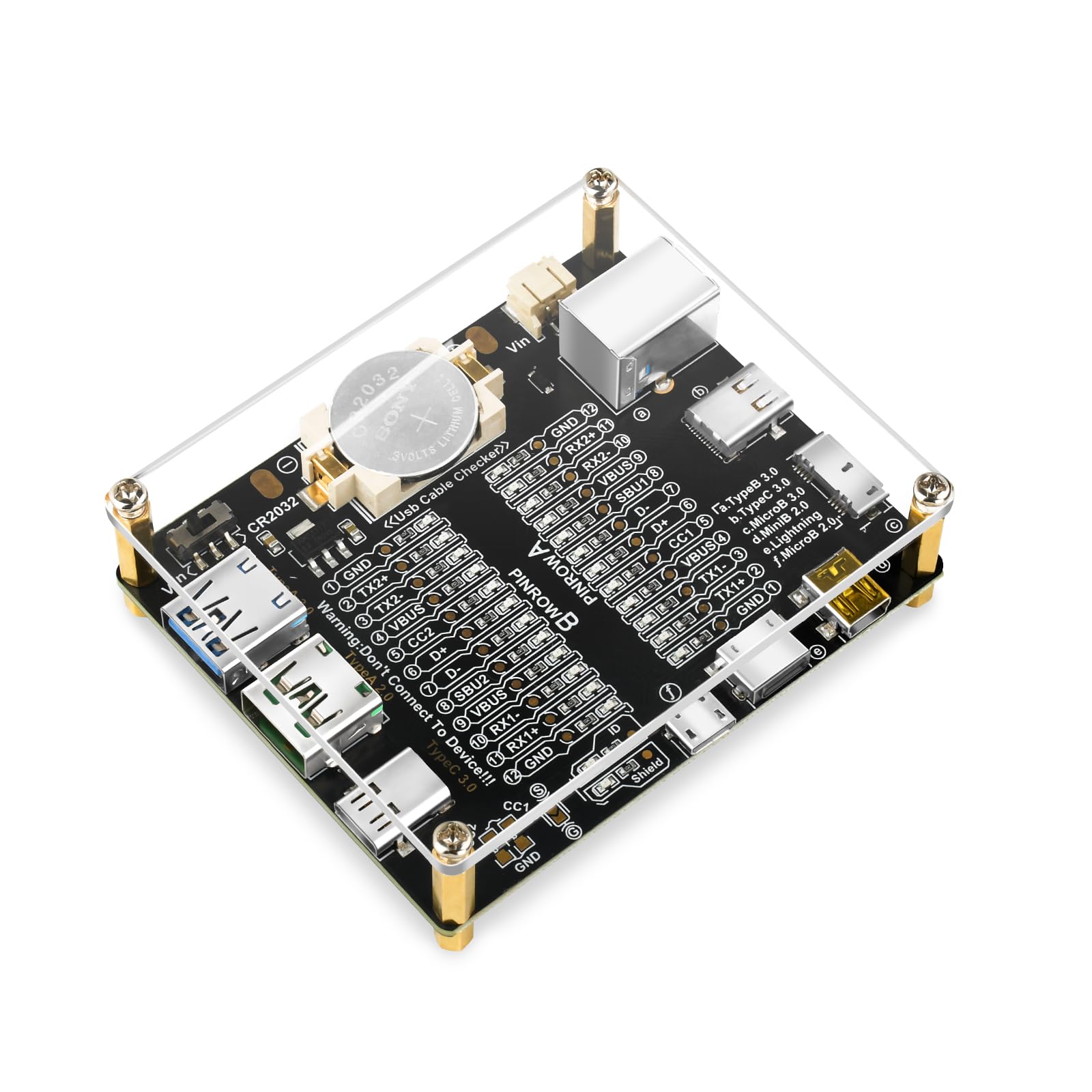 FORIOT USB Cable Tester Acrylic Board 24 LED Type C Micro A B Diagnostic