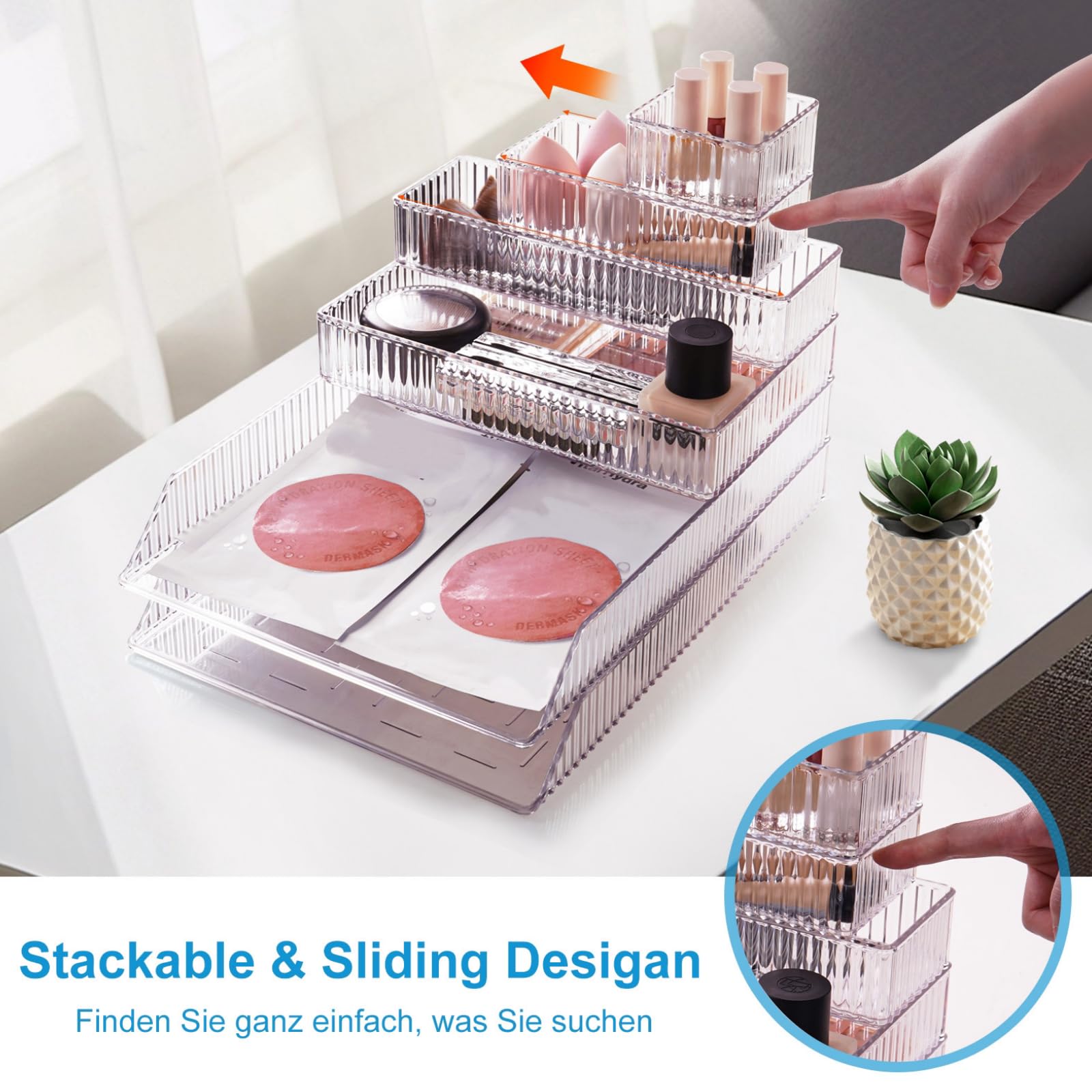 Lot De 6 Boîtes De Rangement Transparentes Antidérapantes 16x8x5,5 Cm - Organiseur Tiroir Pour Cosmétiques, Bureau, Cuisine