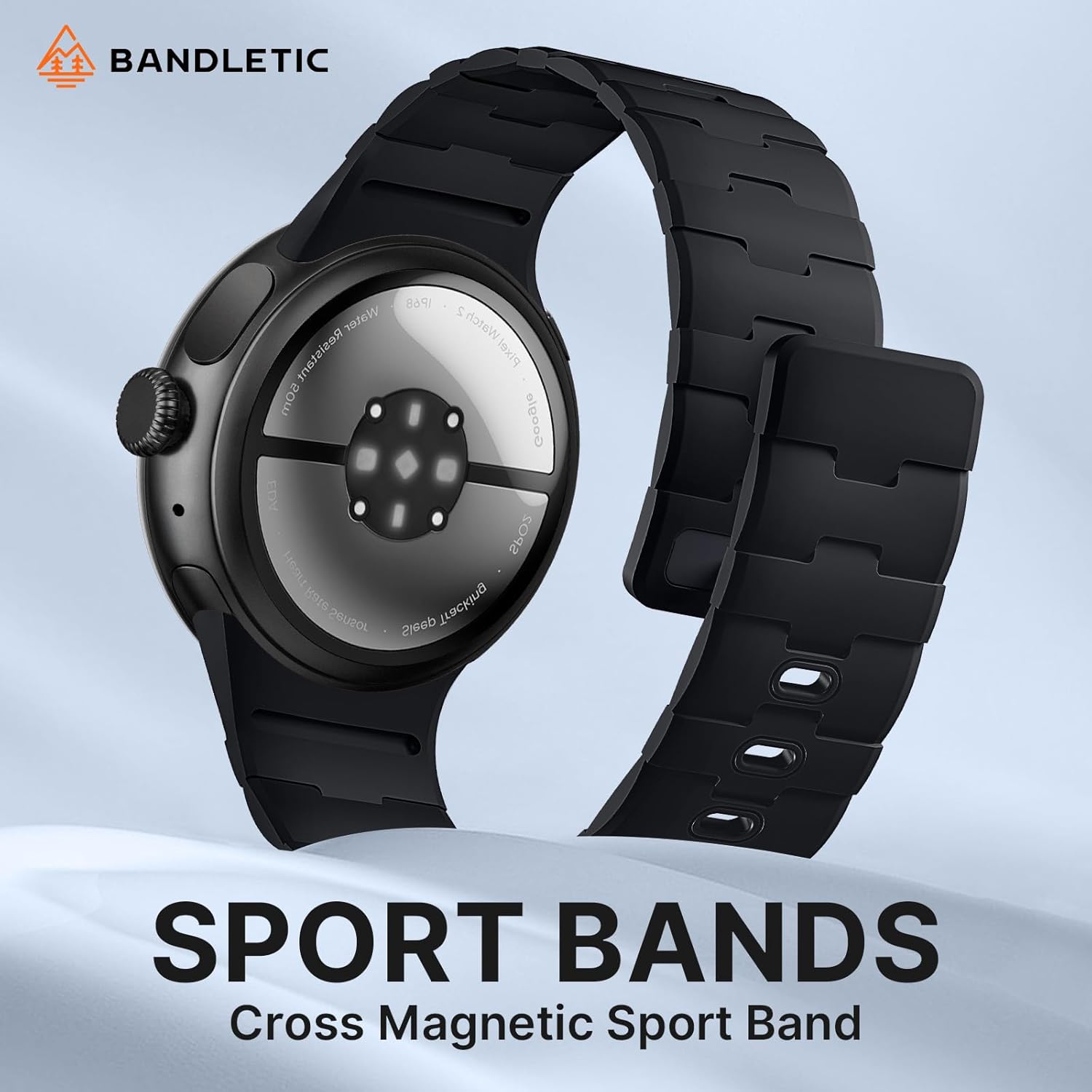 Bandletic Magnetic Silicone Bands Compatible with Google Pixel Watch 4/3/2/1 41mm for Women and Men, Rugged Soft Sport Strap Replacement Wristband