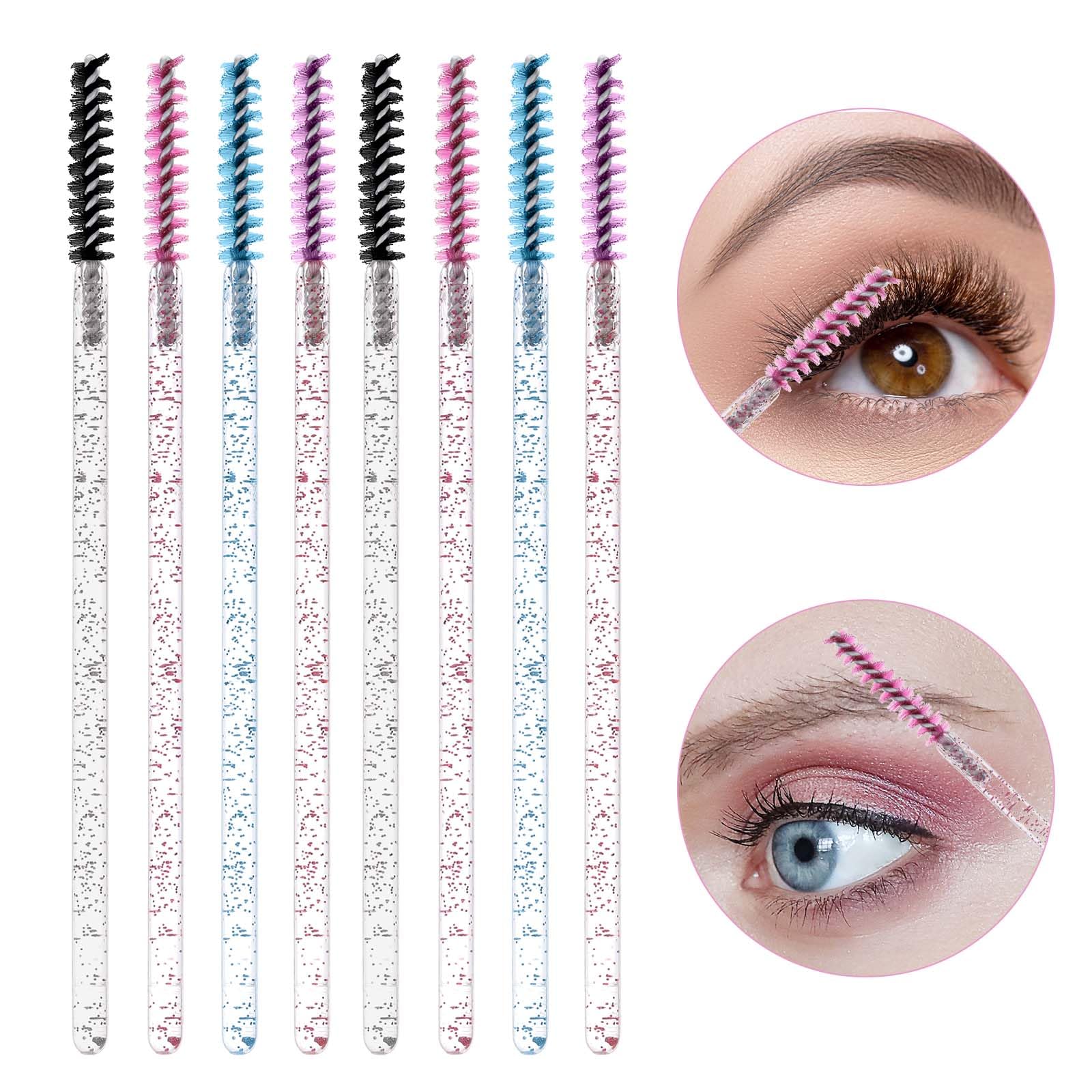 200 varitas desechables para rímel, mini cepillos de pestañas, carretes delgados para extensiones de pestañas, suministros de extensión de pestañas (4 colores)