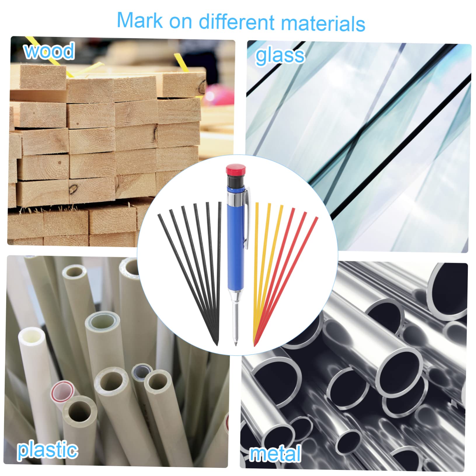 3 Ensembles Crayon Mécanique Profond avec Recharges pour Menuiserie Crayon de Chantier avec Couleurs de Mine pour Marquage sur Surfaces