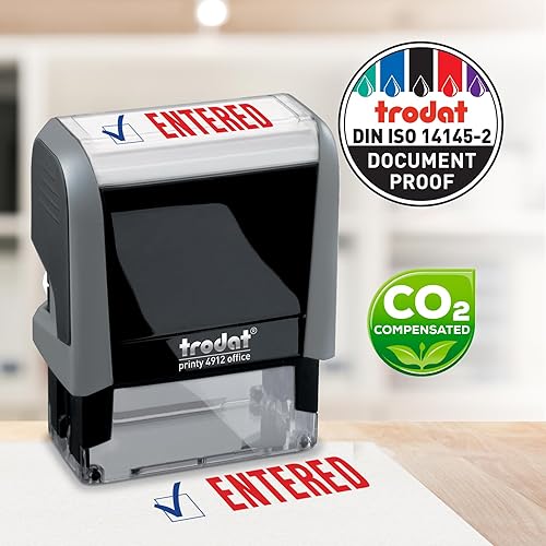 Miniatura 5 de Trodat Printy 4912 - Sello de mensaje de 2 colores, autoentintado, tinta roja y azul, tamaño de impresión 3/4 pulgadas x 1-7/8 pulgadas (entrado)