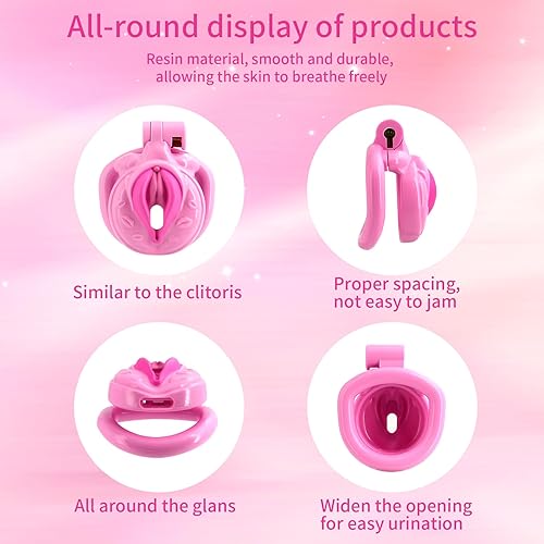 Vista 4 de Jaula de castidad masculina ligera ABS + dispositivo de castidad de resina, juguetes sexuales para adultos con 4 tamaños diferentes de anillos