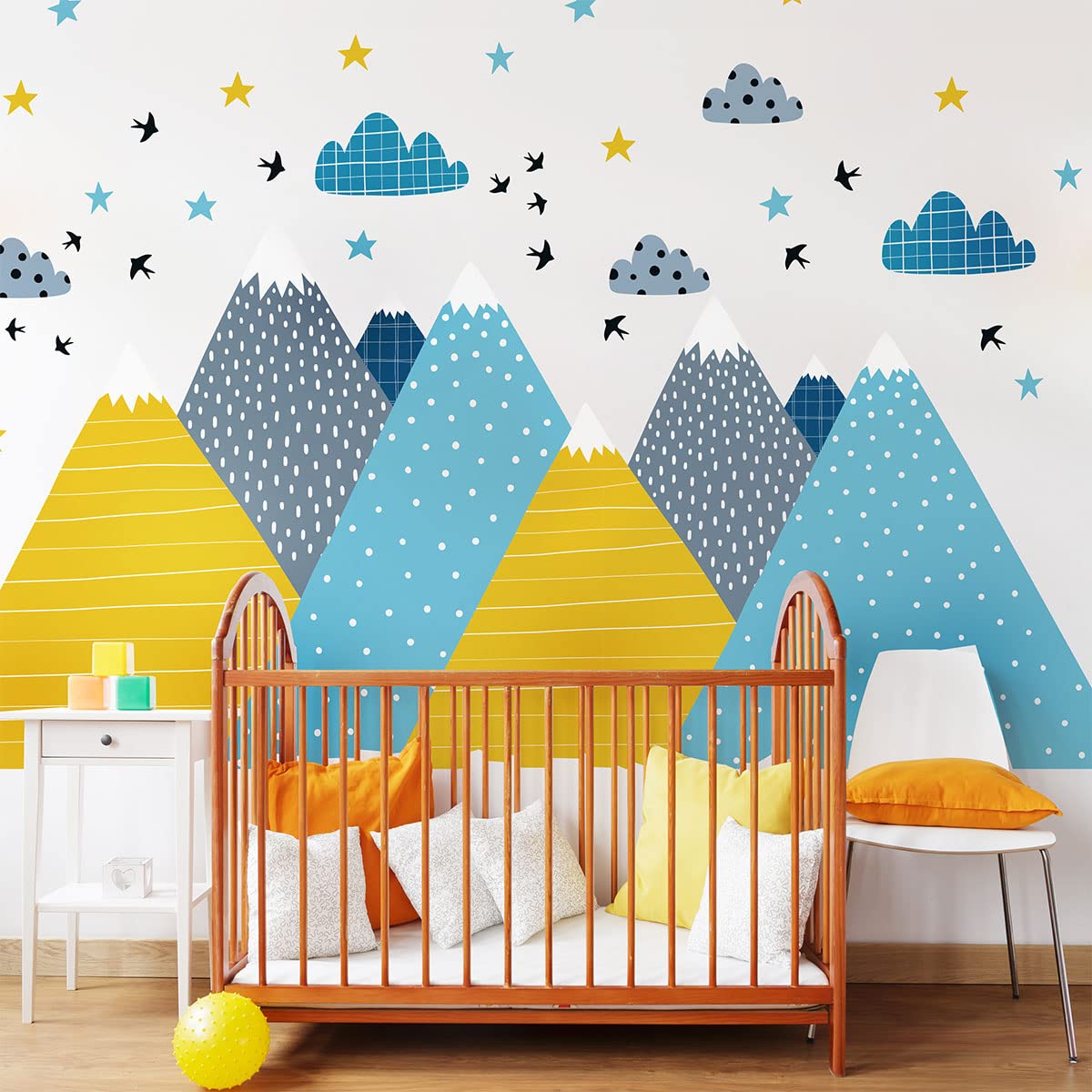 Children's Wall Stickers Baby Room Decoration Children's Wall Stickers Scandinavian Mountains Kriska Giant Wall Sticker H60 x L90 cm