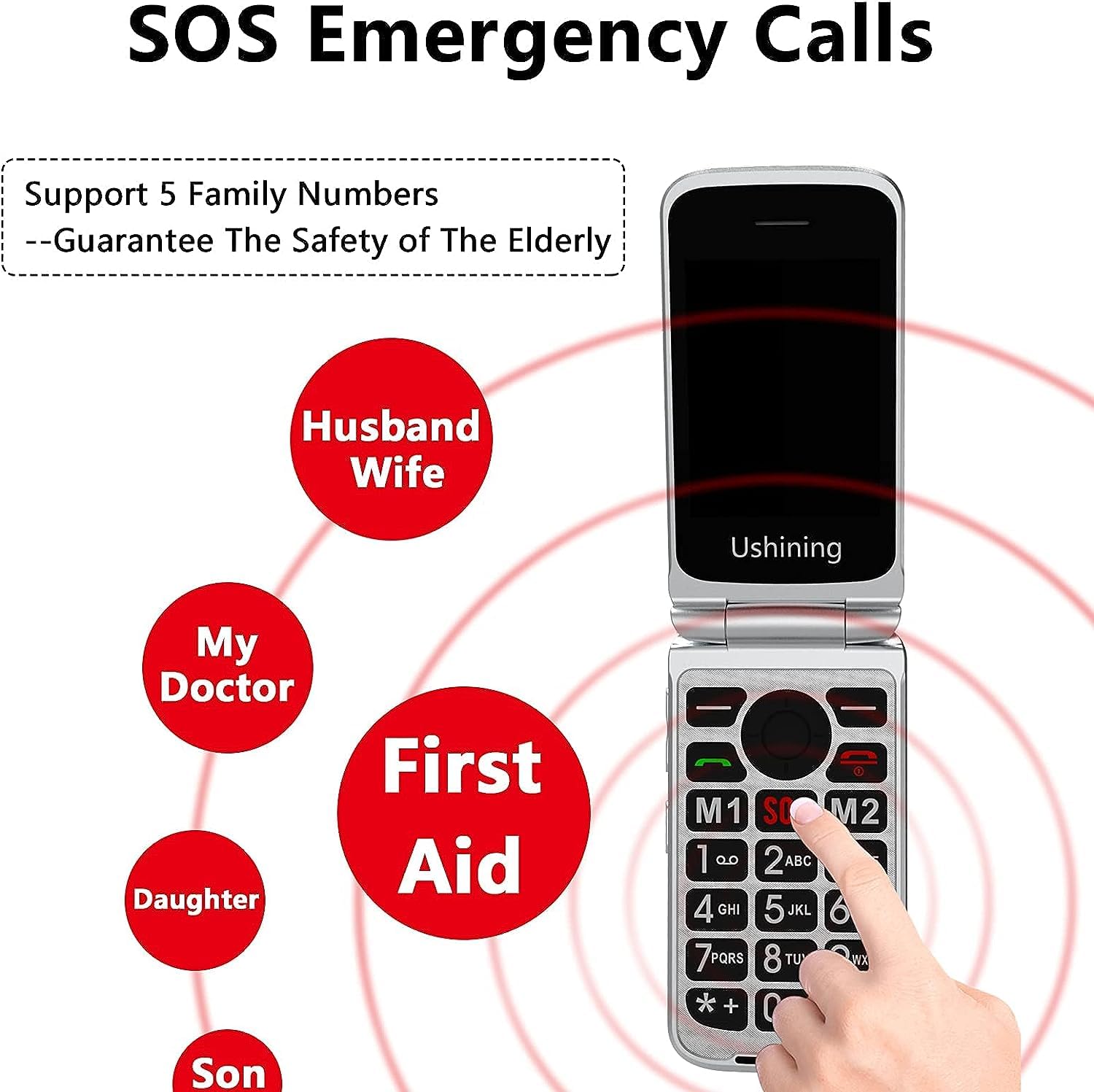 4G Seniors Telefono Cellulare senza contratto Pieghevole 1200 mAh Batteria Semplice Grande Pulsante Cellulare per Anziani con Stazione di Ricarica Chiamata di Emergenza Pulsante Dual Sim