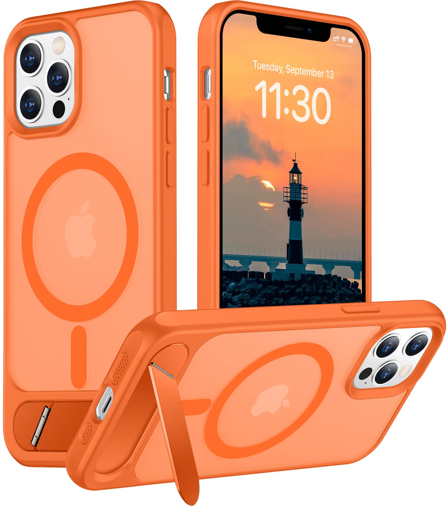 Temdan Magnetic Compatible with iPhone 12 Pro Max Case, [Built-in Invisible Kickstand][Compatible with MagSafe][Military Grade Shockproof] Slim Translucent Matte Phone Case for iPhone 12 Pro Max 6.7"