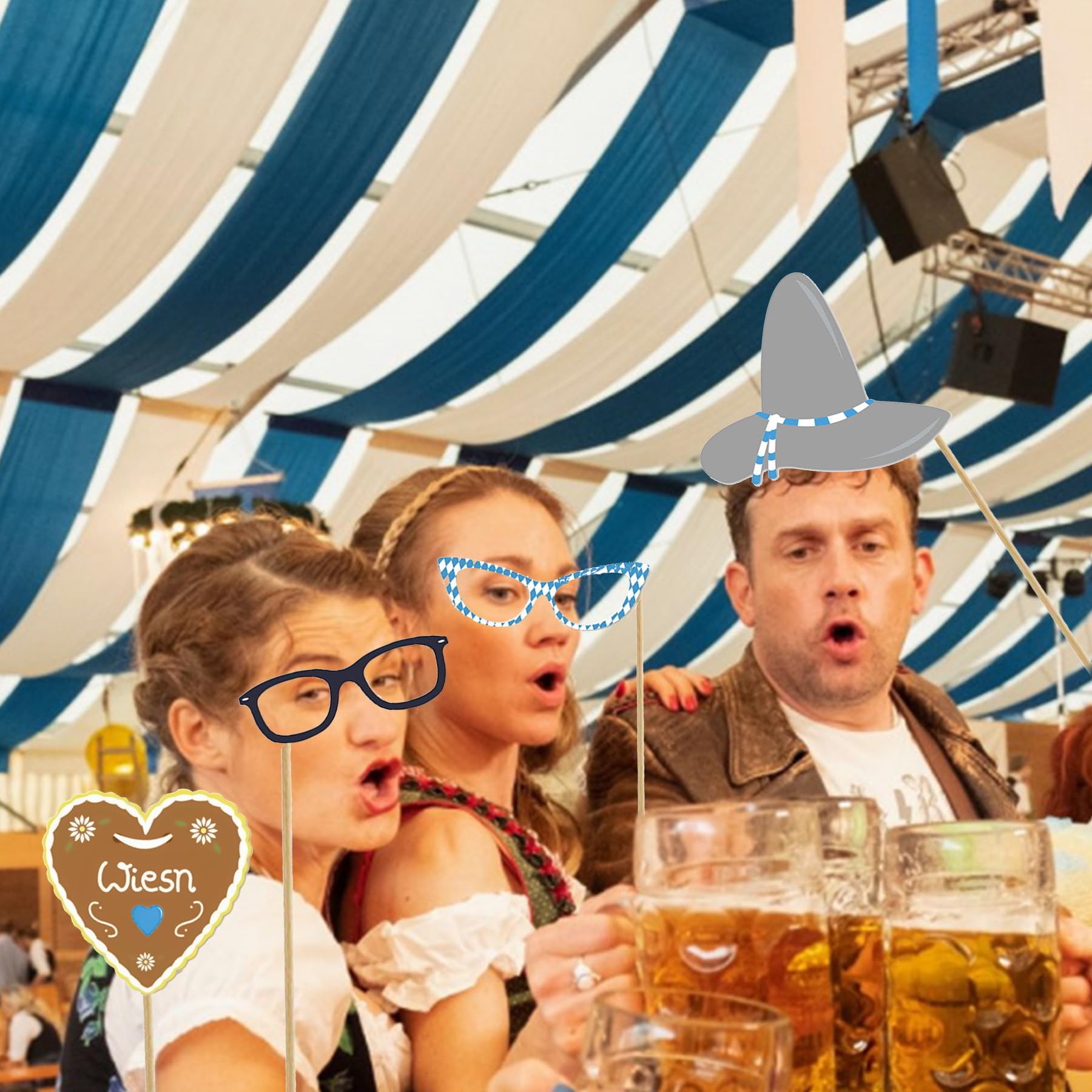 Maicaiffe Prost & Beers Foto-Requisiten – 23-teiliges Set Für Hochzeit, Geburtstag & Party, Inkl. Holzstäbchen