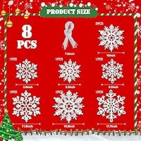 Vista 5 de EIMMBD 8pcs Large Snowflakes Ornaments, Plastic Glitter Snowflakes Hanging, Snowflake Decorations for Christmas Trees Window Door Indoor Outdoor