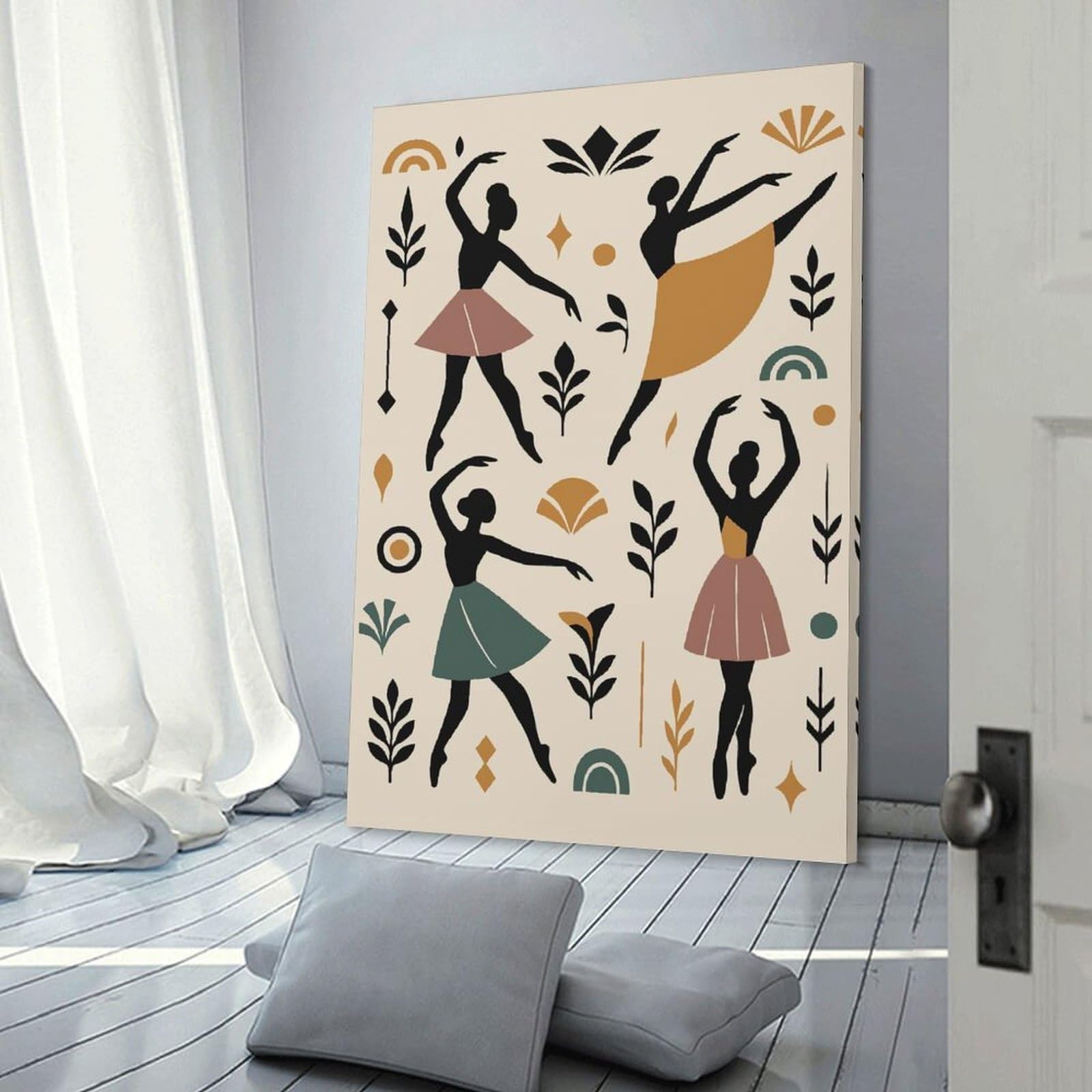 Junmoney Decorative Wall Artwork Ballet Dancers And Botanical Elements, 12x18inch(30x45cm), for Calm Bedrooms, Home Corners Or Flats, An Easy Wall Refresh for Bedrooms