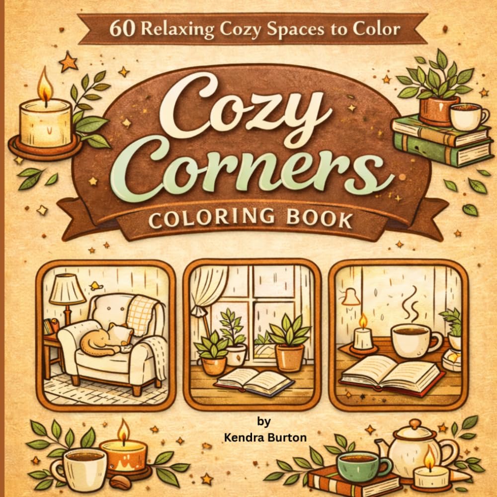 Cozy Corners Coloring Book: • 60 relaxing cozy scenes to color