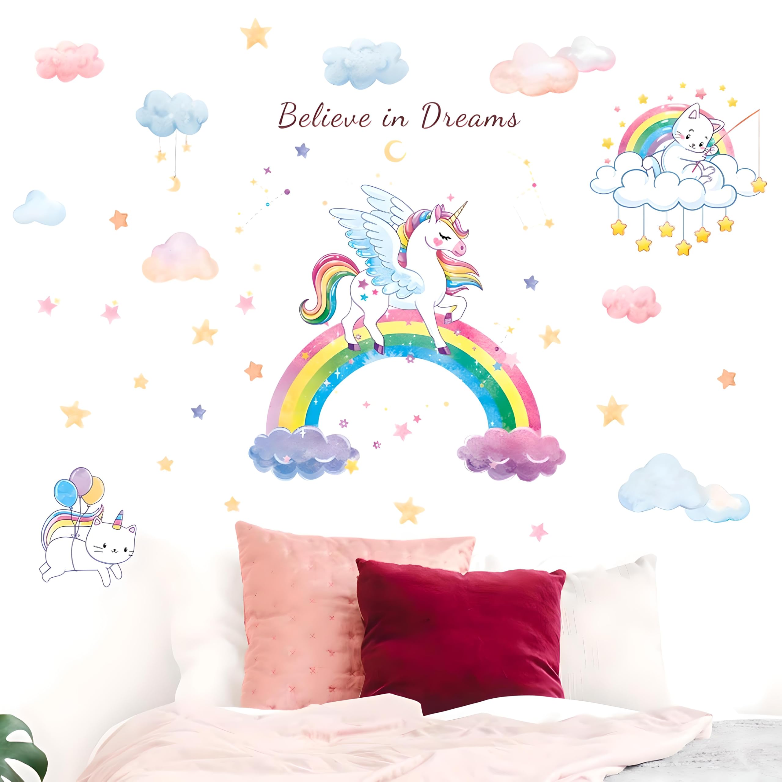 JAAMSO ROYALS Creative Unicorn Rainbow Stickers for Walls of Home, Wall Sticker for Living Room, Wall Stickers for Home, Wall Painting Stickers, Living Room Wall Stickers (60 CM X 90 CM)-picture-11