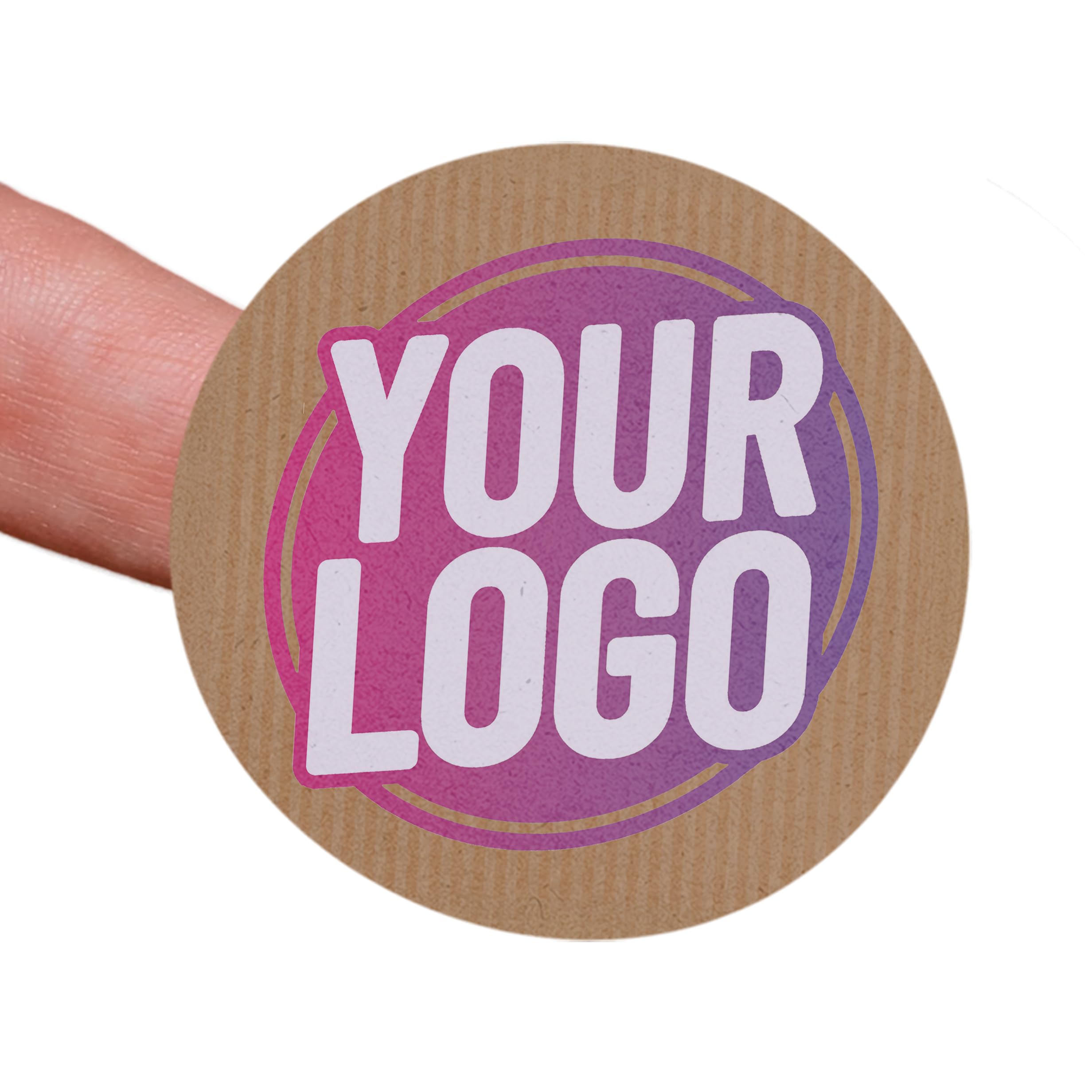 Personalised 51mm Kraft Round Stickers - Custom Business Logo Labels - Circle Label Stickers for Company Branding - Packaging - Thank You Seals (Kraft (Brown), 105 Labels (7 Sheets))