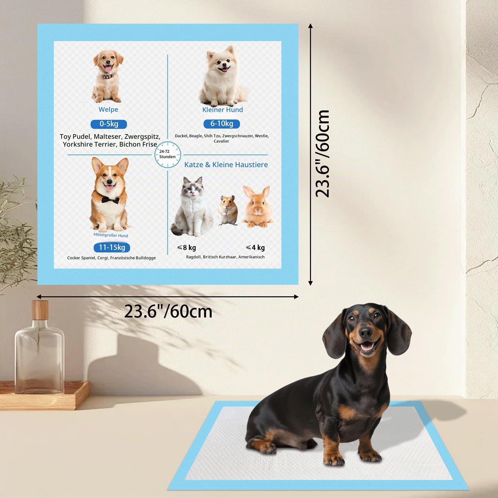 Gimars 6-Schicht Extra Dick 60×60 cm Super Saugfähig 400ML Auslaufsicher Hundeunterlagen — Schnell Trocknende Trainingsmatten für Kleine/Mittlere Hunde, Senioren & Mehrtierhaushalte 50 Stück