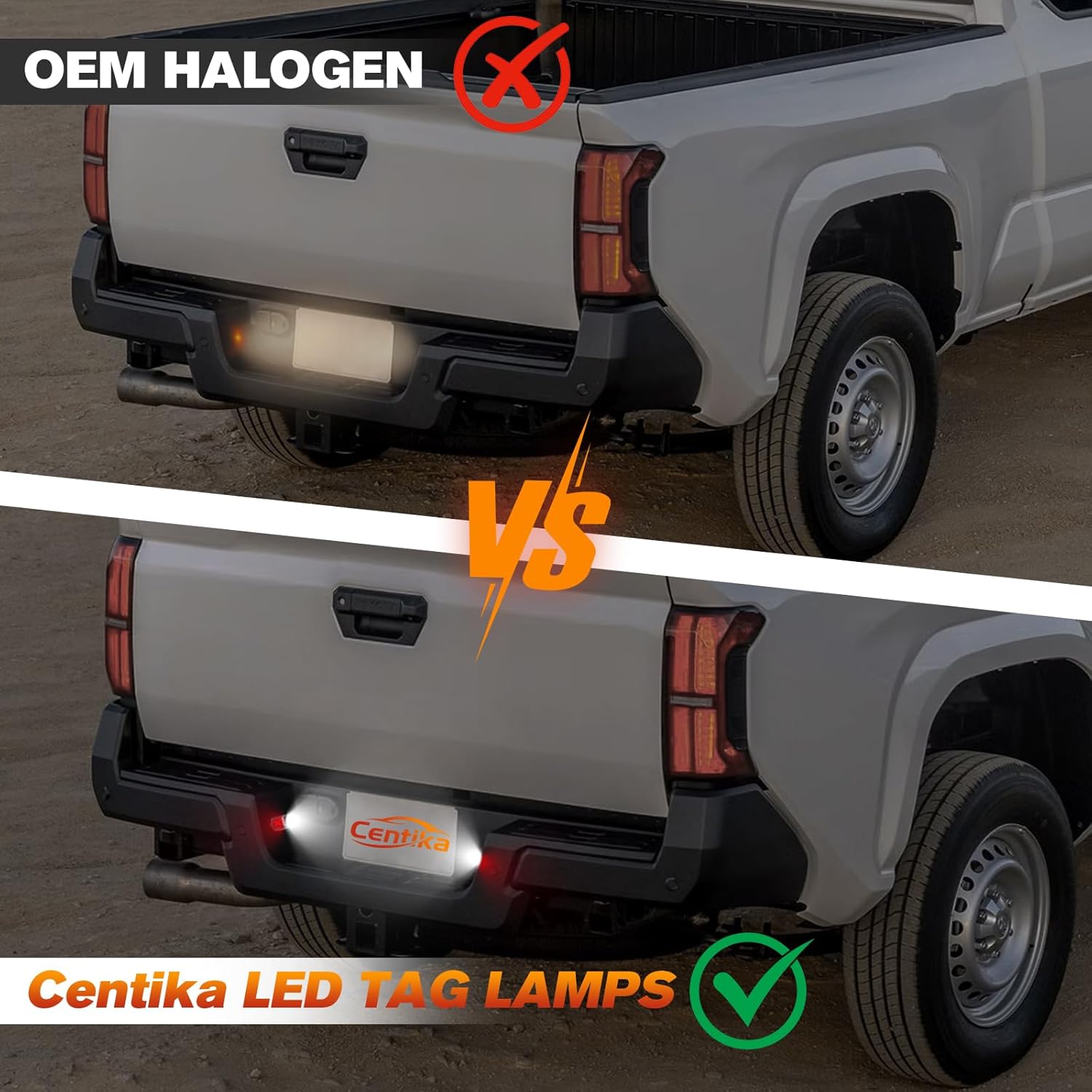 LED License Plate Lights Tag Light Lamp Assembly for Toyota Tacoma 2005-2015, Tundra 2000-2013, 6000K White & Smoked Lens, Pack of 2 (Xstyle Patent Pending)