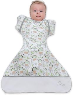 Swaddle Sack Arms Up, Allows Babies HIPS to Move Freely, fits Newborn Babies 0-6 Months, Baby Sleep Sack, Organic Cotton Rainbow