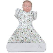 Swaddle Sack Arms Up, Allows Babies Hips to Move Freely, fits Newborn Babies 0-6 Months, Baby Sleep Sack, Organic Cotton Rainbow