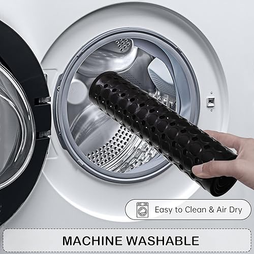 Miniatura 7 de Linoows Tapetes antideslizantes para bañera y ducha, tapete de baño de agarre eléctrico de 35 x 16.3 pulgadas con ventosas y agujeros de drenaje