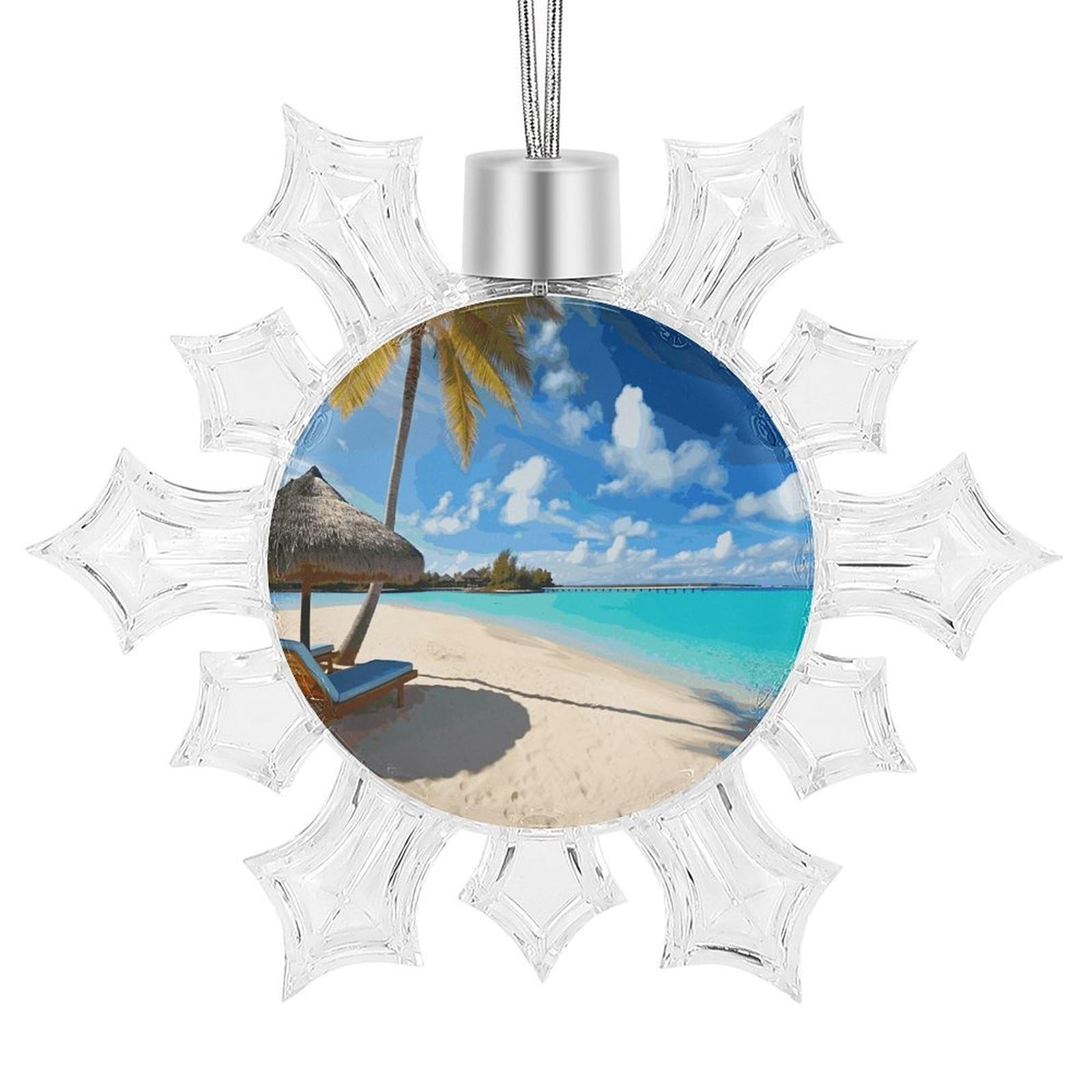 Tropical Beach Snowflake Decorations,Christmas Decorations，Christmas Indoor Winter Wonderland Decor，Hanging Ornaments for Xmas Tree Winter New Year Party Supplies