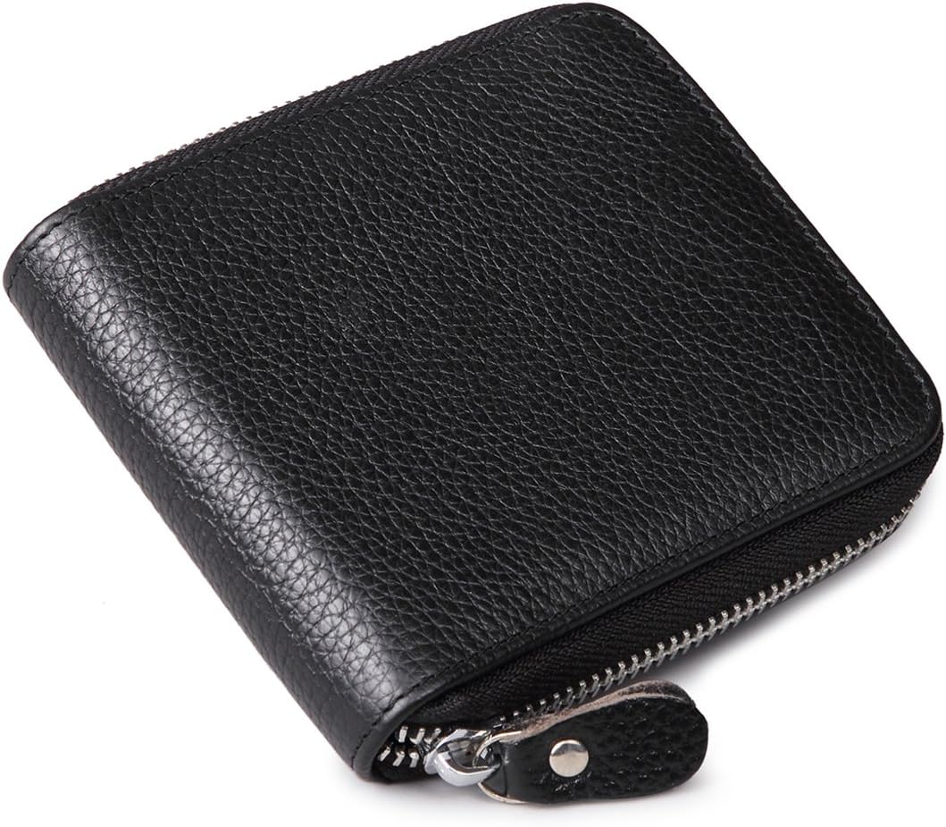 Huztencor Wallets for Men Leather RFID Blocking Wallet Purse Bifold Slim Zipper Wallet Men Zip Around Credit Card Holder Wallet Black - Image 5