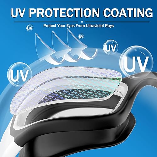 Miniatura 5 de Paquete de 2 gafas de natación, diez veces mayor de larga duración, anti niebla, gafas de natación para adultos, hombres y mujeres, sin fugas, clip