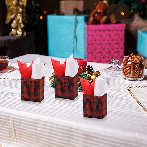 Miniatura 6 de Tenare 12 bolsas pequeñas de regalo para el día de la madre, mini bolsas de papel metálicas con etiqueta de asa y pañuelo, bolsa envolvente para