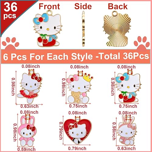 Miniatura 3 de Anjulery 36 Pieces Enamel Cat Charms for Jewelry Making - Cute Kitty Charm for Bracelets Necklaces Earrings Pendants Crafts (36Pcs K6B)