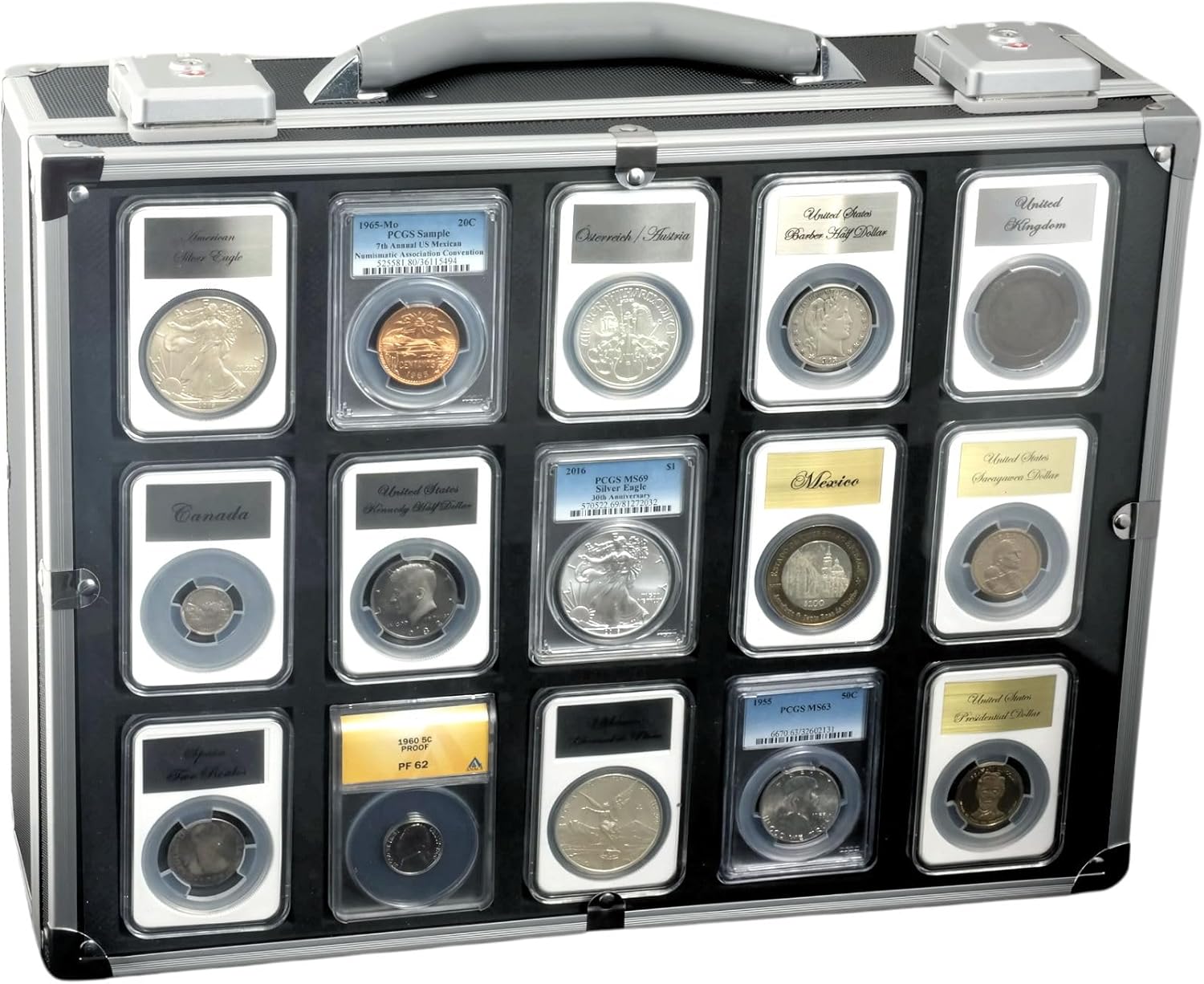 Ursae Minoris Elite Black Aluminum Display-top Box for 115 Certified or Certified-Style Coin Holders NGC, PCGS, ANACS, Elite, Lighthouse, BCW
