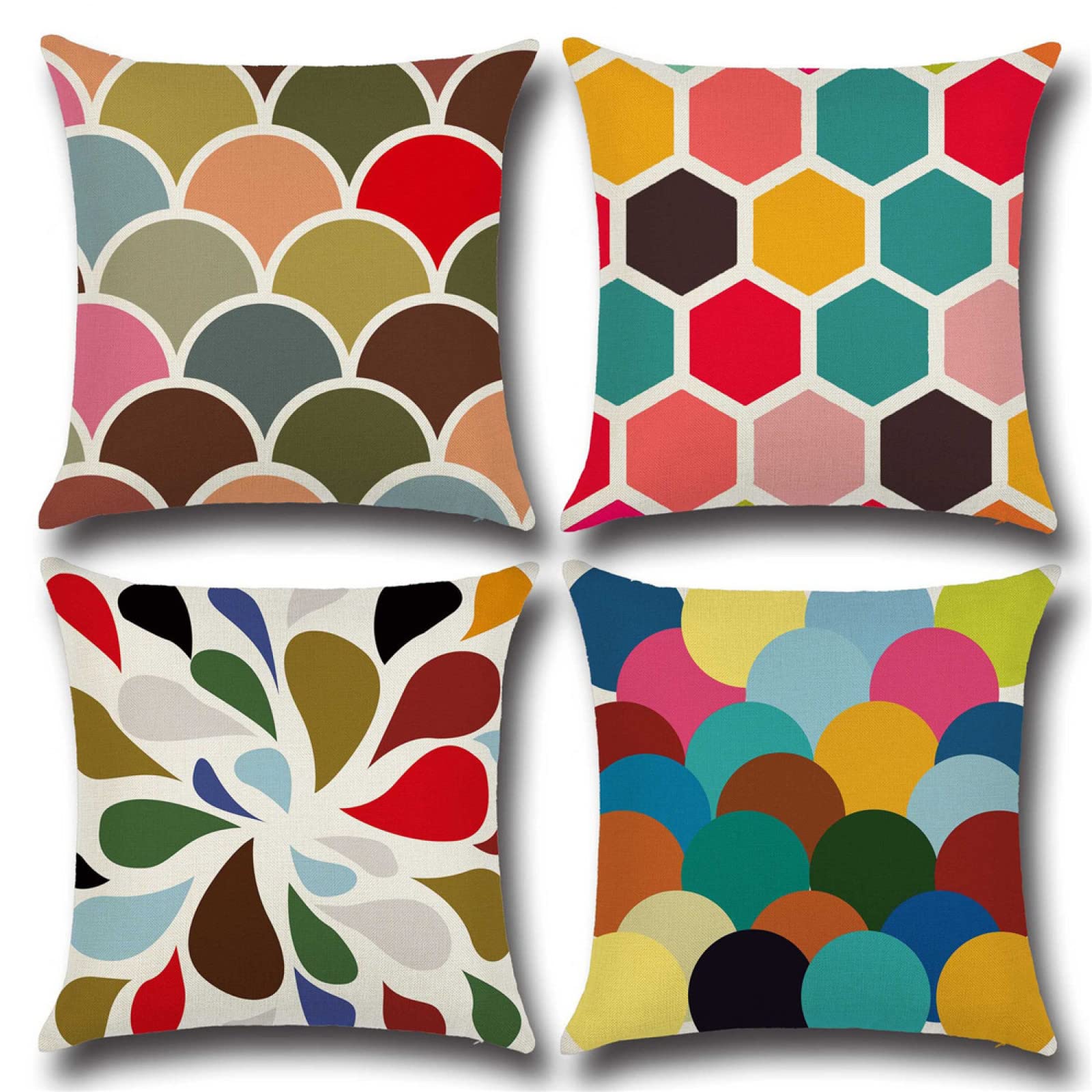 Taie d'oreiller 50x50cm lin avec fermeture éclair dissimulée pour déco canapé